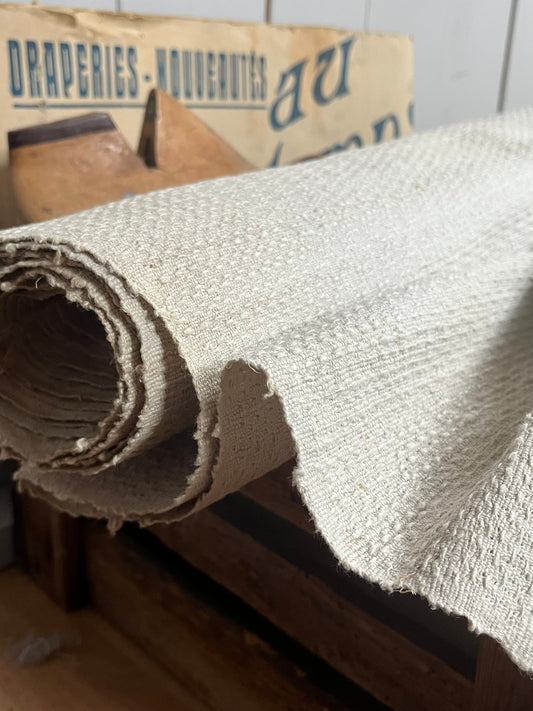 Rarität: 5,3 Meter sehr altes, kräftiges Leinen mit Rautenmuster