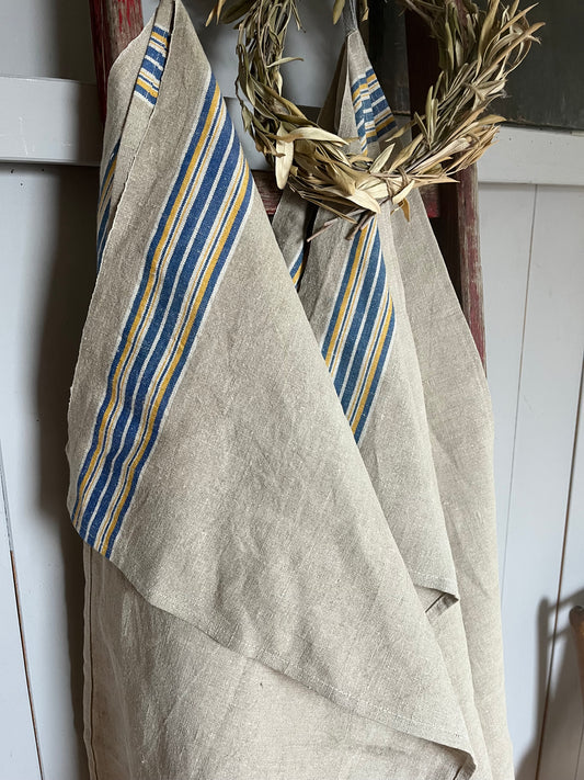 2er Set: kräftige Leinentücher mit seltenen Streifen 88 x 40