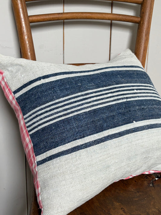 Kissenbezug blau gestreift Leinen 40 x 40
