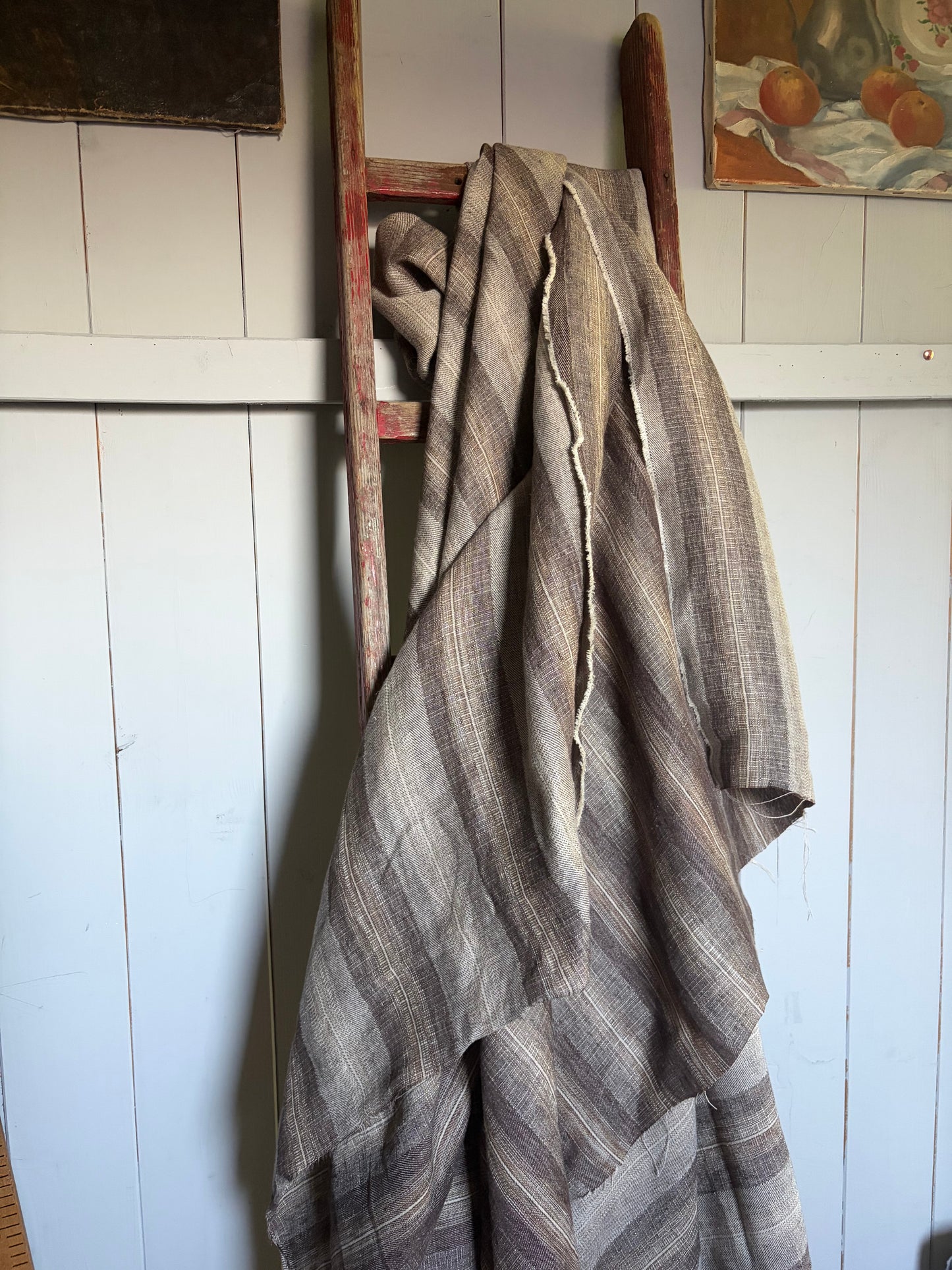 2,75 x 1,6  Meter fantastisches washed Leinen in Braunmelange