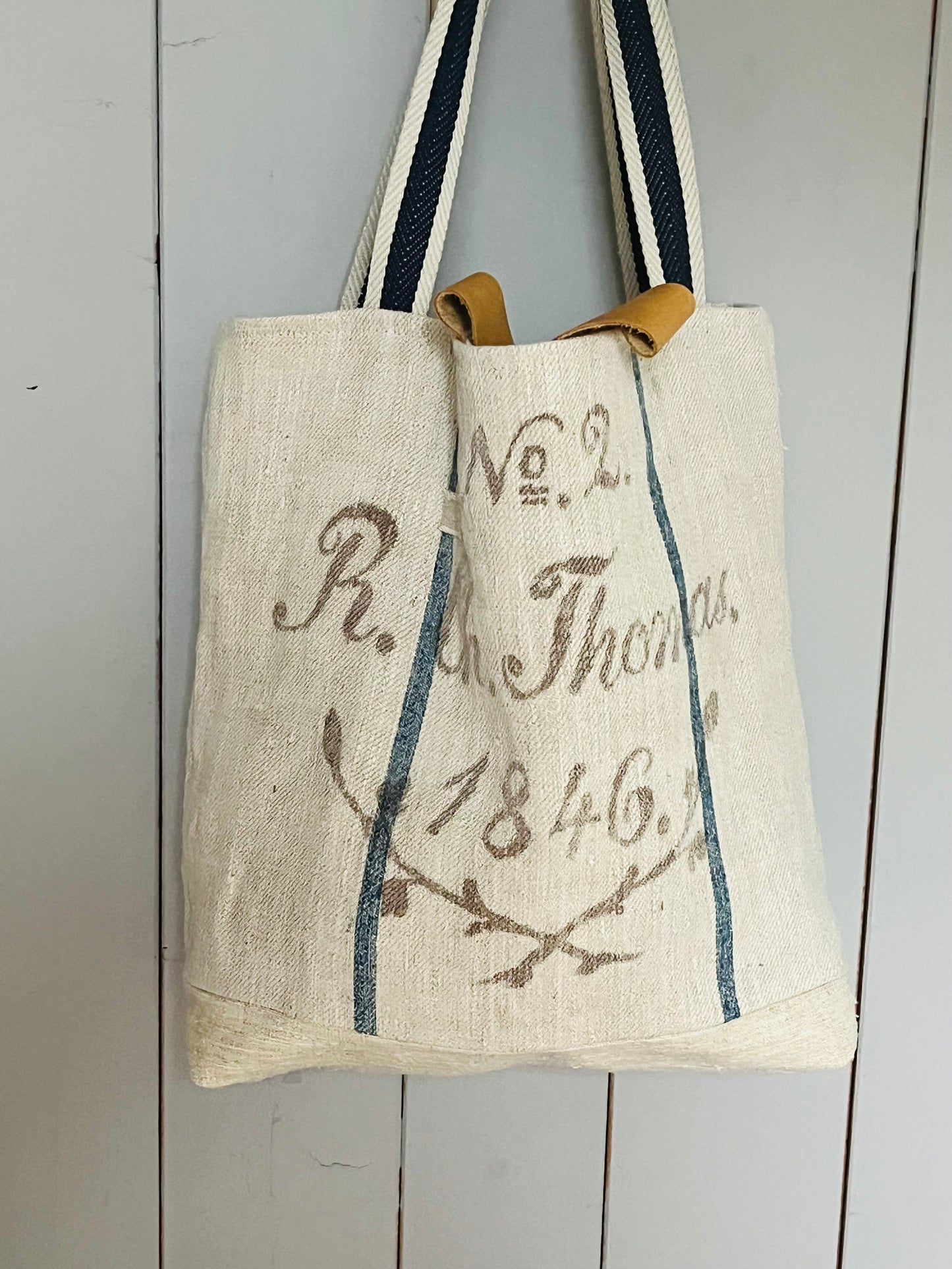 Rarität: Tasche Shopper mit Streifen aus Kornsack von 1846