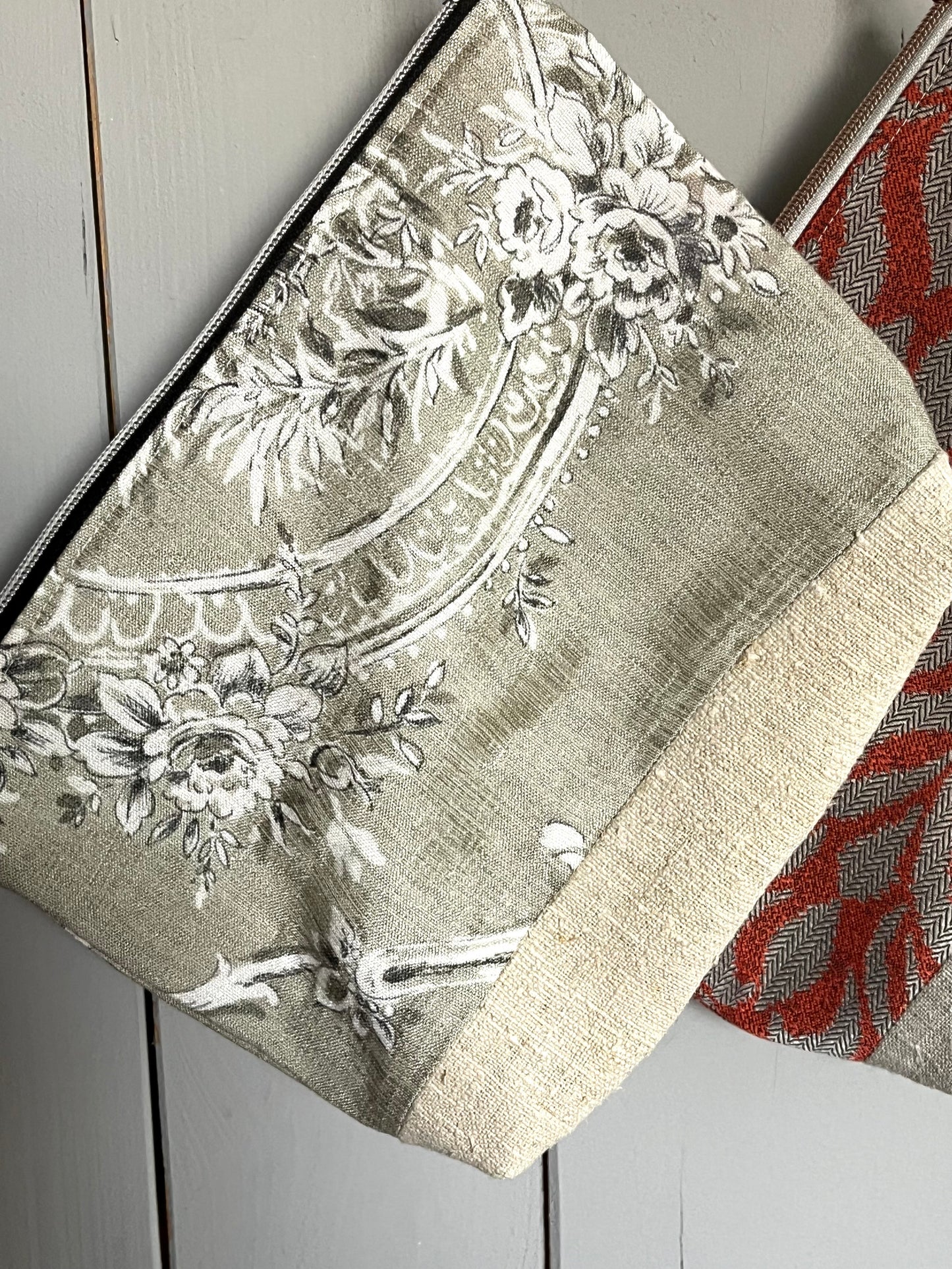 Kosmetiktasche Tasche aus zweierlei Leinen mit Innenfutter kleiner Shopper