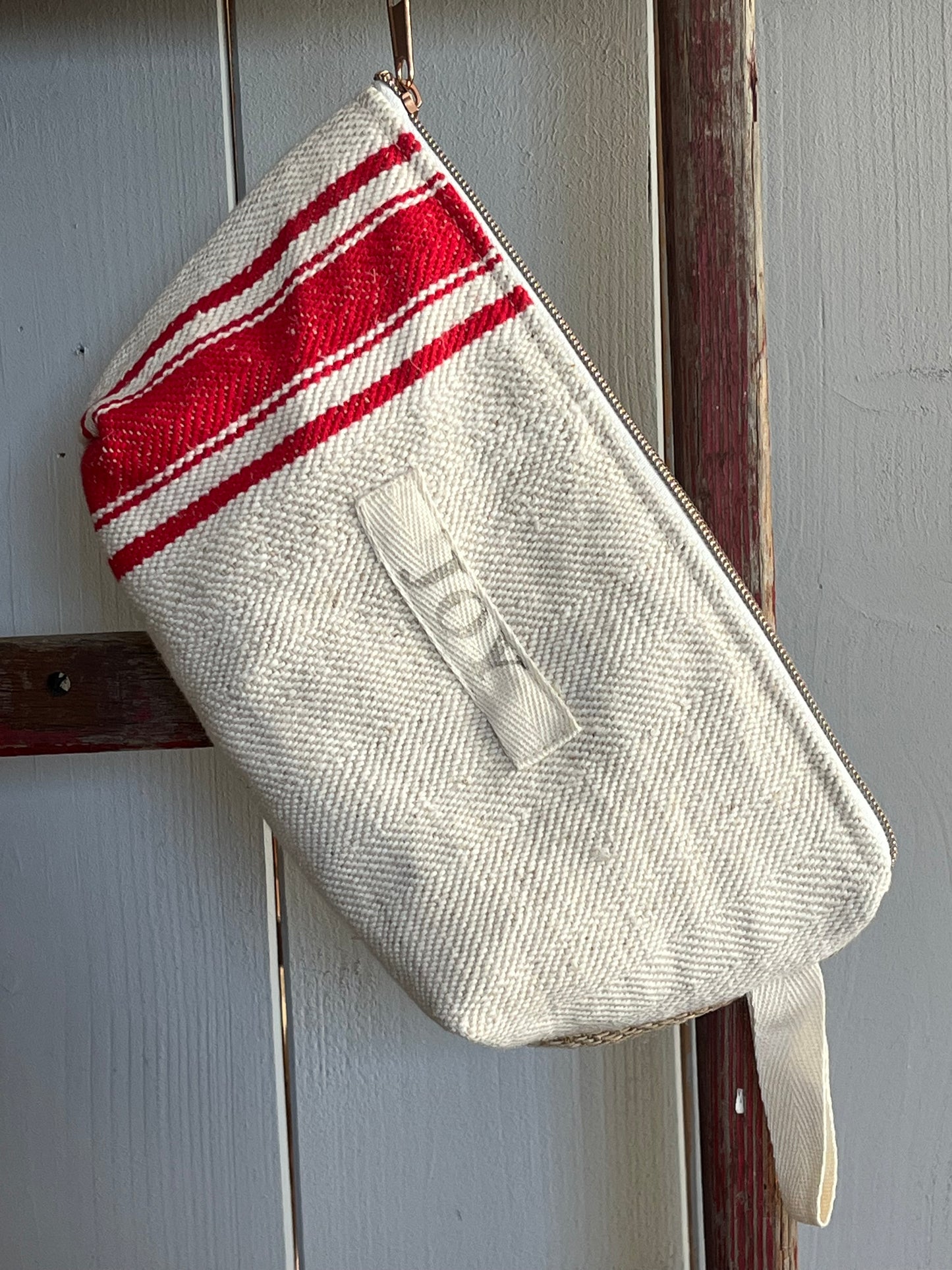 : Kosmetiktasche aus altem Leinen - kleiner Shopper
