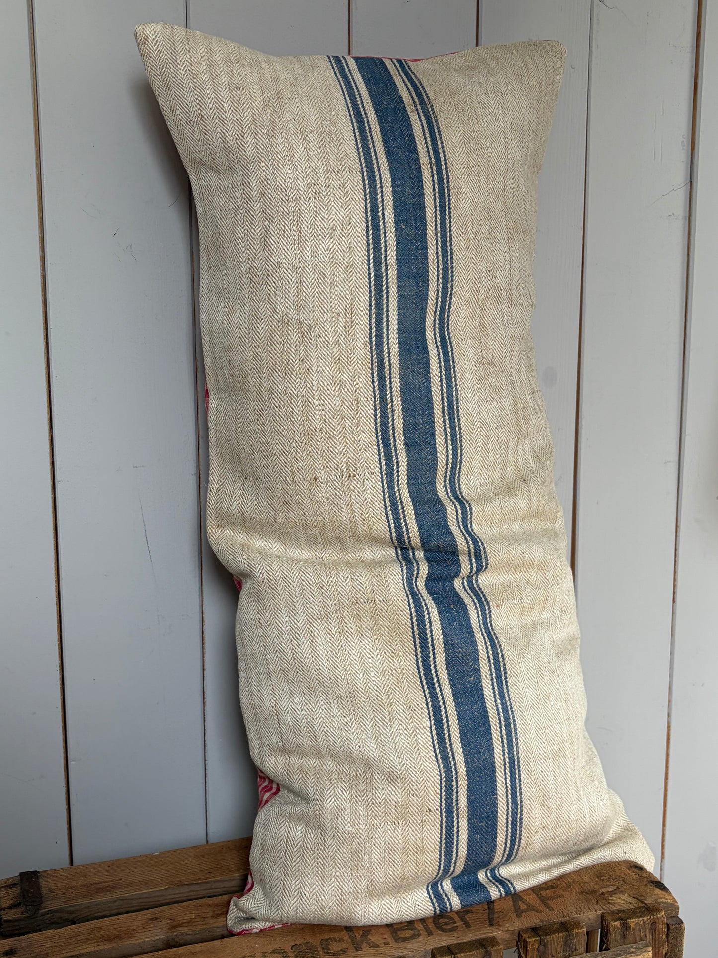Very Vintage Kissenbezug aus altem Leinensack 80 x 40