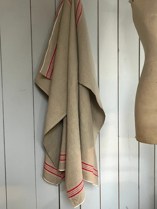 Großes Leinentuch Küchentuch mit roten Streifen