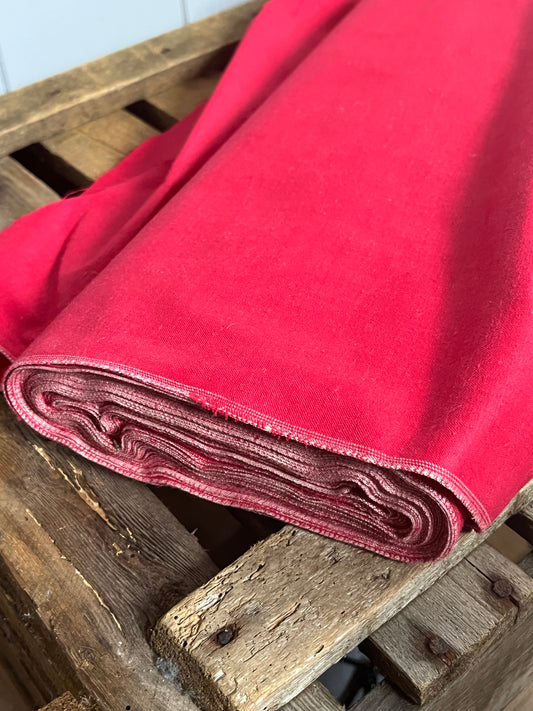 Fantastischer vintage Drell Inletstoff festes, kräftiges Halbleinen Rot 1 x 1,3 Meter