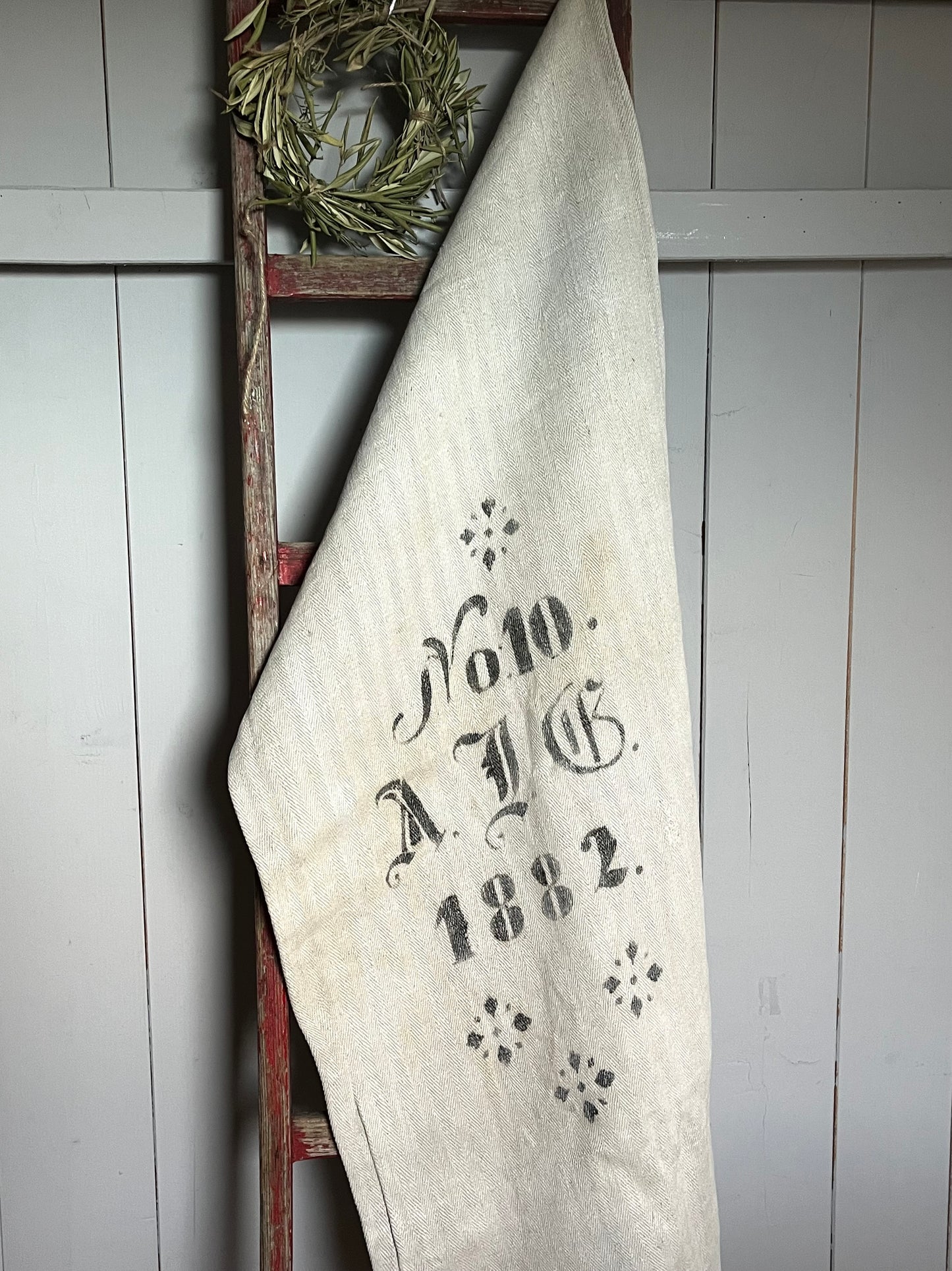 Rarität von 1888: großer Leinensack mit tollem original Aufdruck