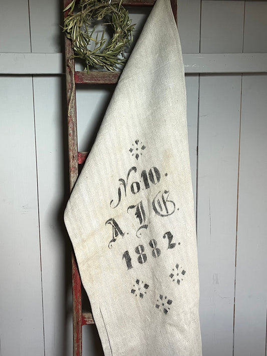 Rarität von 1888: großer Leinensack mit tollem original Aufdruck