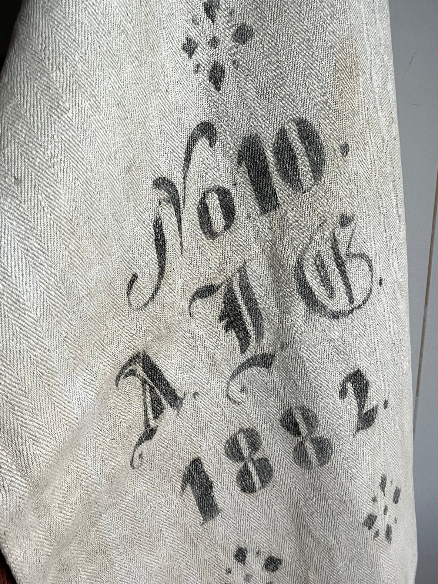 Rarität von 1888: großer Leinensack mit tollem original Aufdruck