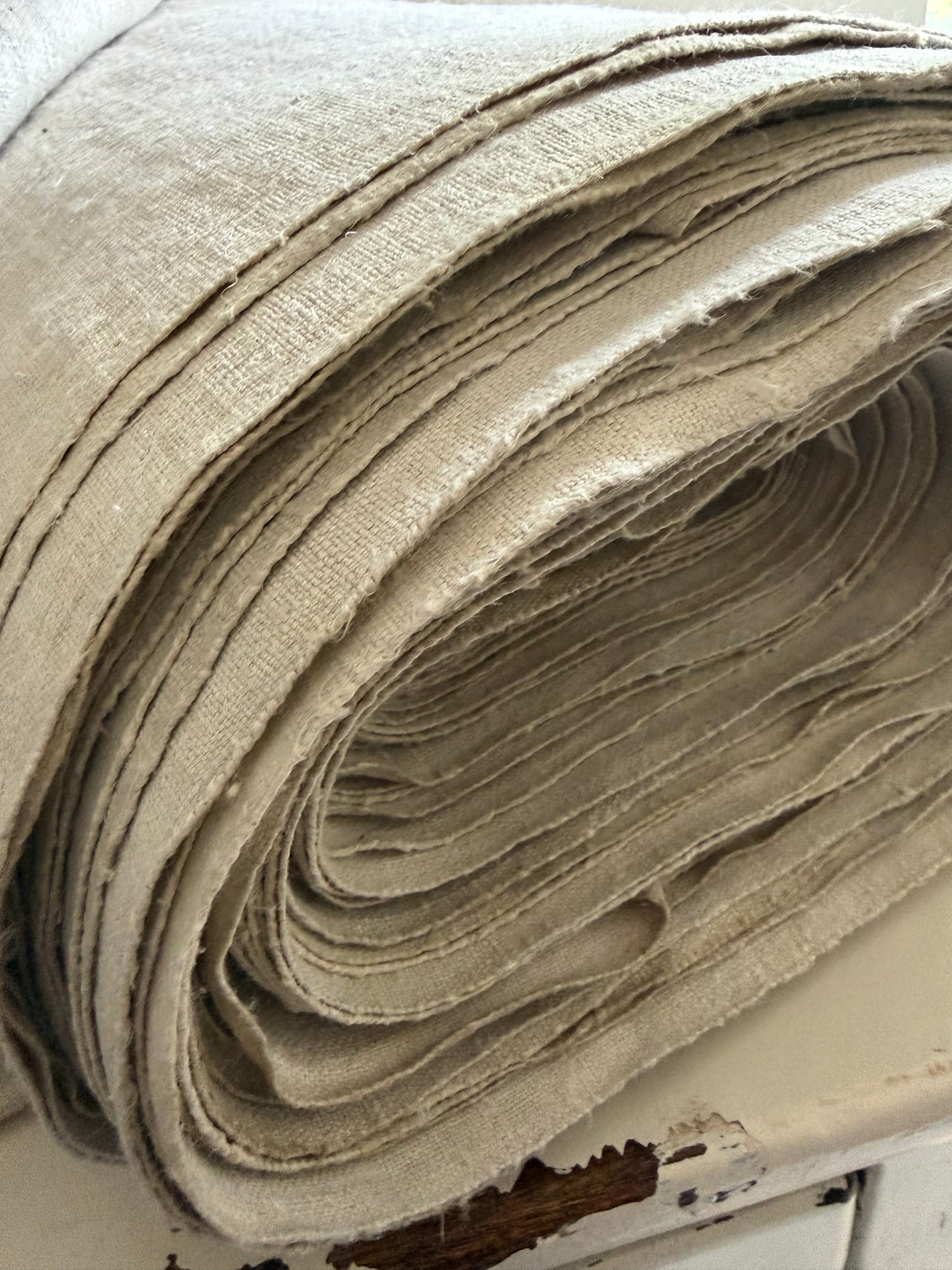 Außergewöhnlich: 5 Meter handgewebtes Leinen Ende 1800, sauber, kräftig