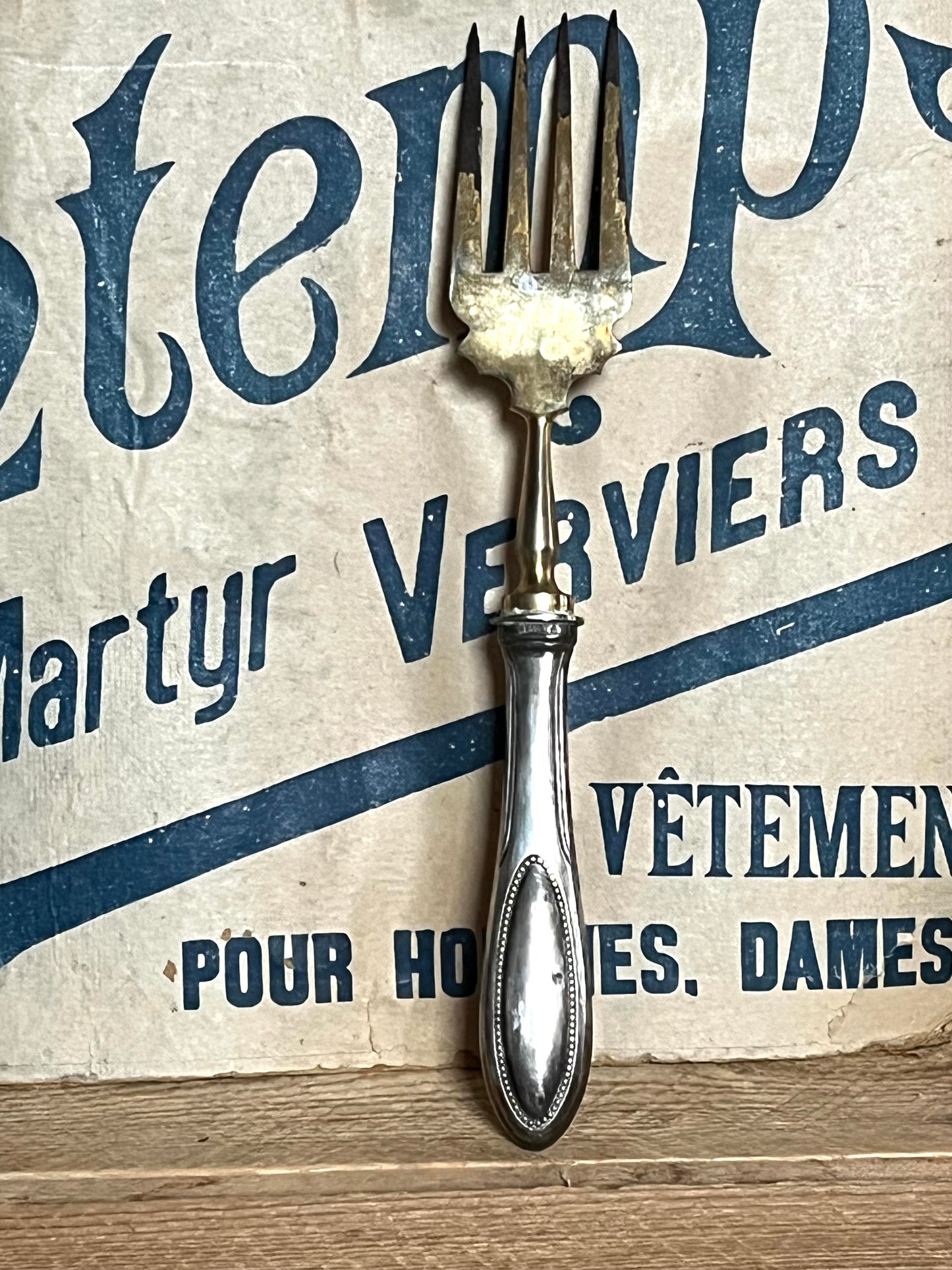 Alte französische Bratengabel versilbert