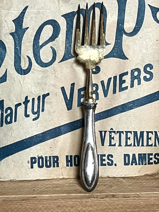 Alte französische Bratengabel versilbert