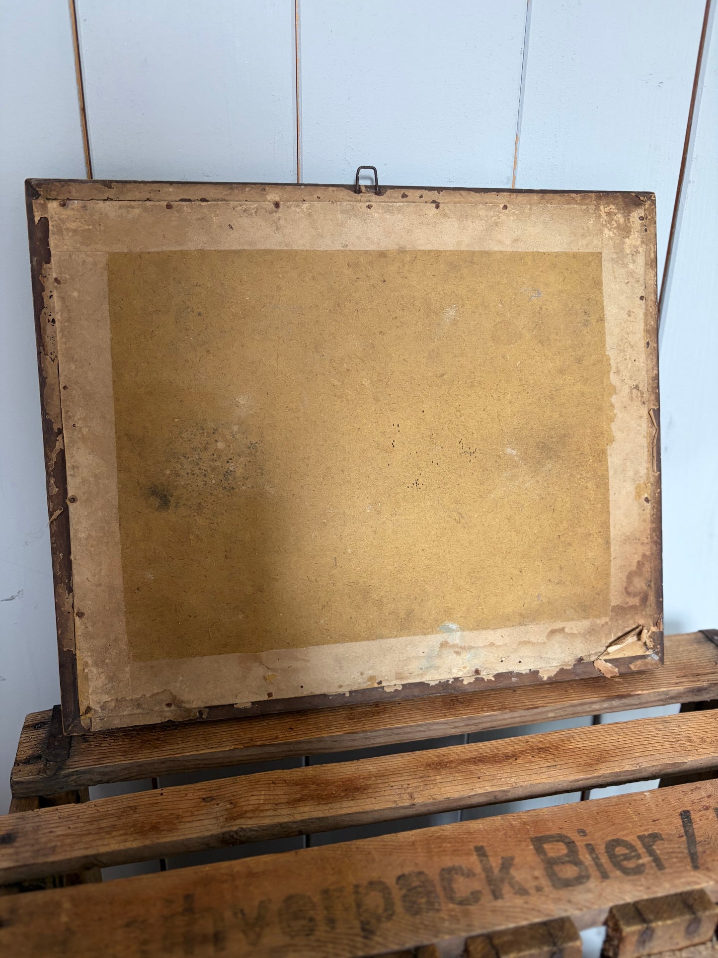 Original alte Fotografie gerahmt mit Holz und altem Glas Belgien
