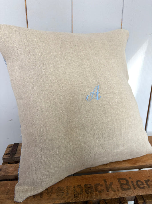Kissenbezug washed Leinen mit Monogramm A