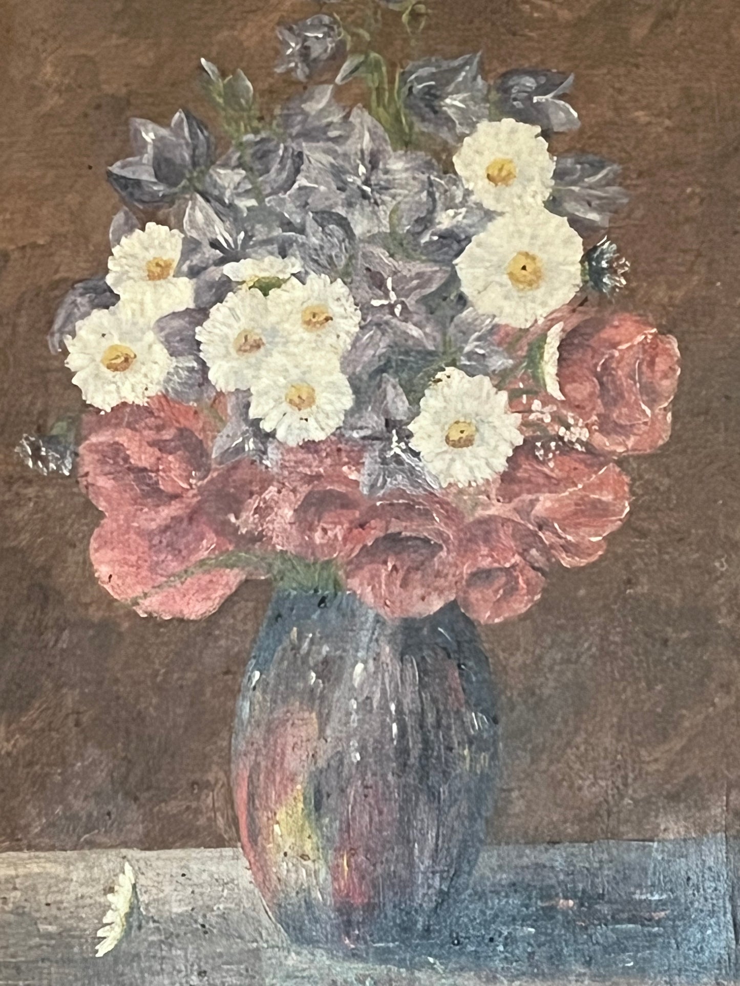 Ölbild Stillleben Blumenstrauß in Vase 1927 gerahmt