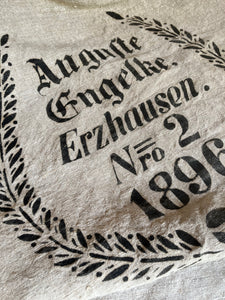 1896: großer Leinensack A Engelke mit prächtigem Aufdruck