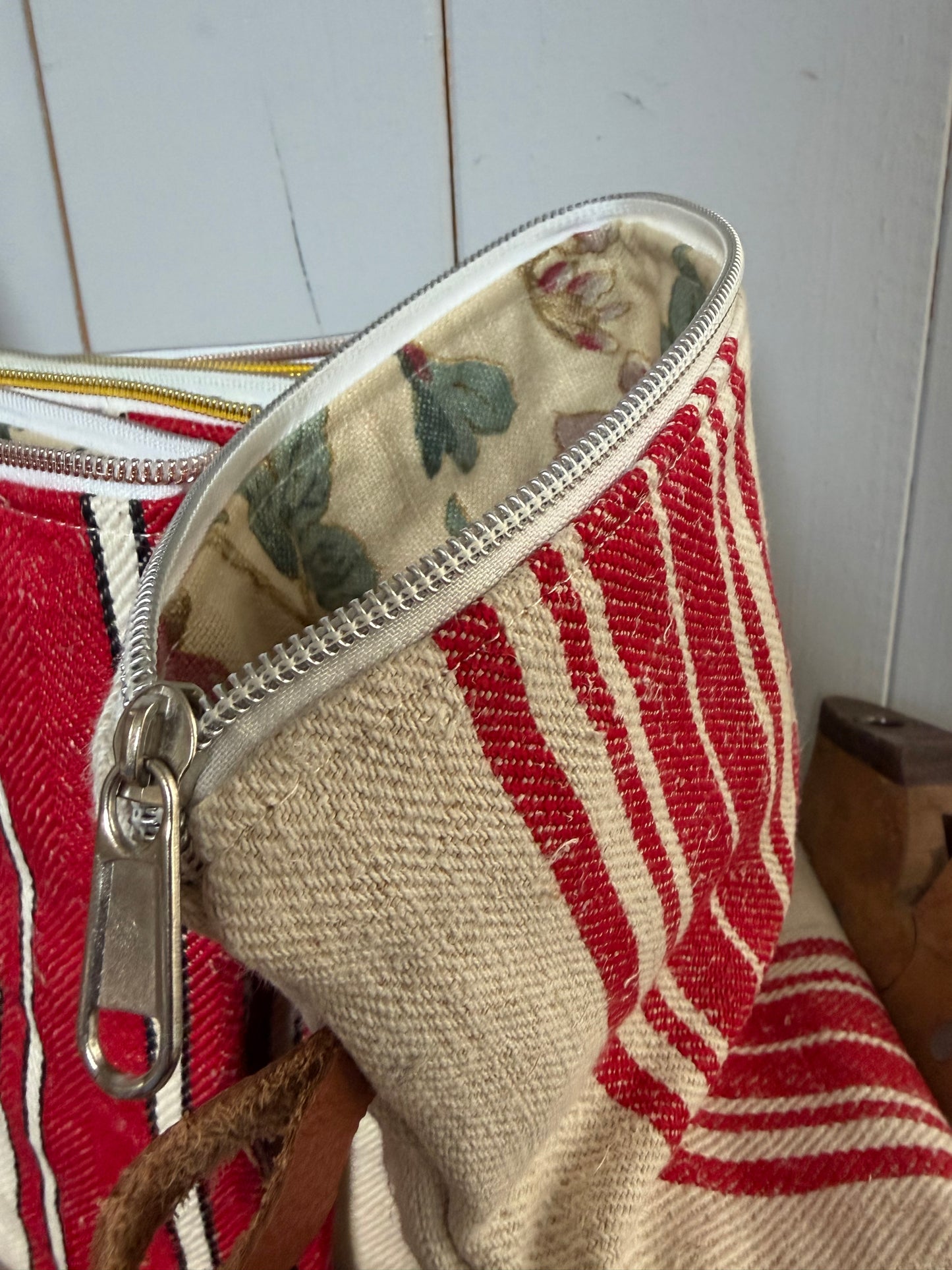 Kosmetiktasche aus altem Leinen - kleiner Shopper