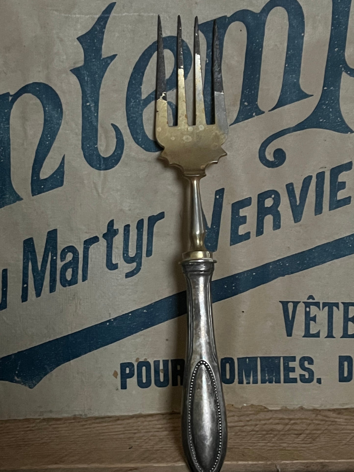 Alte französische Bratengabel versilbert