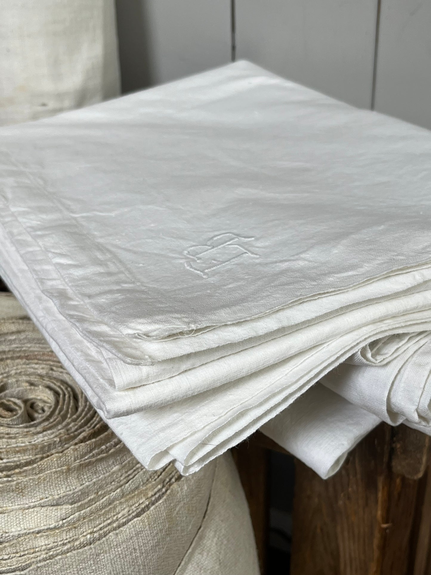 Großes Leinenlaken Tuch 220 x 144 weiß