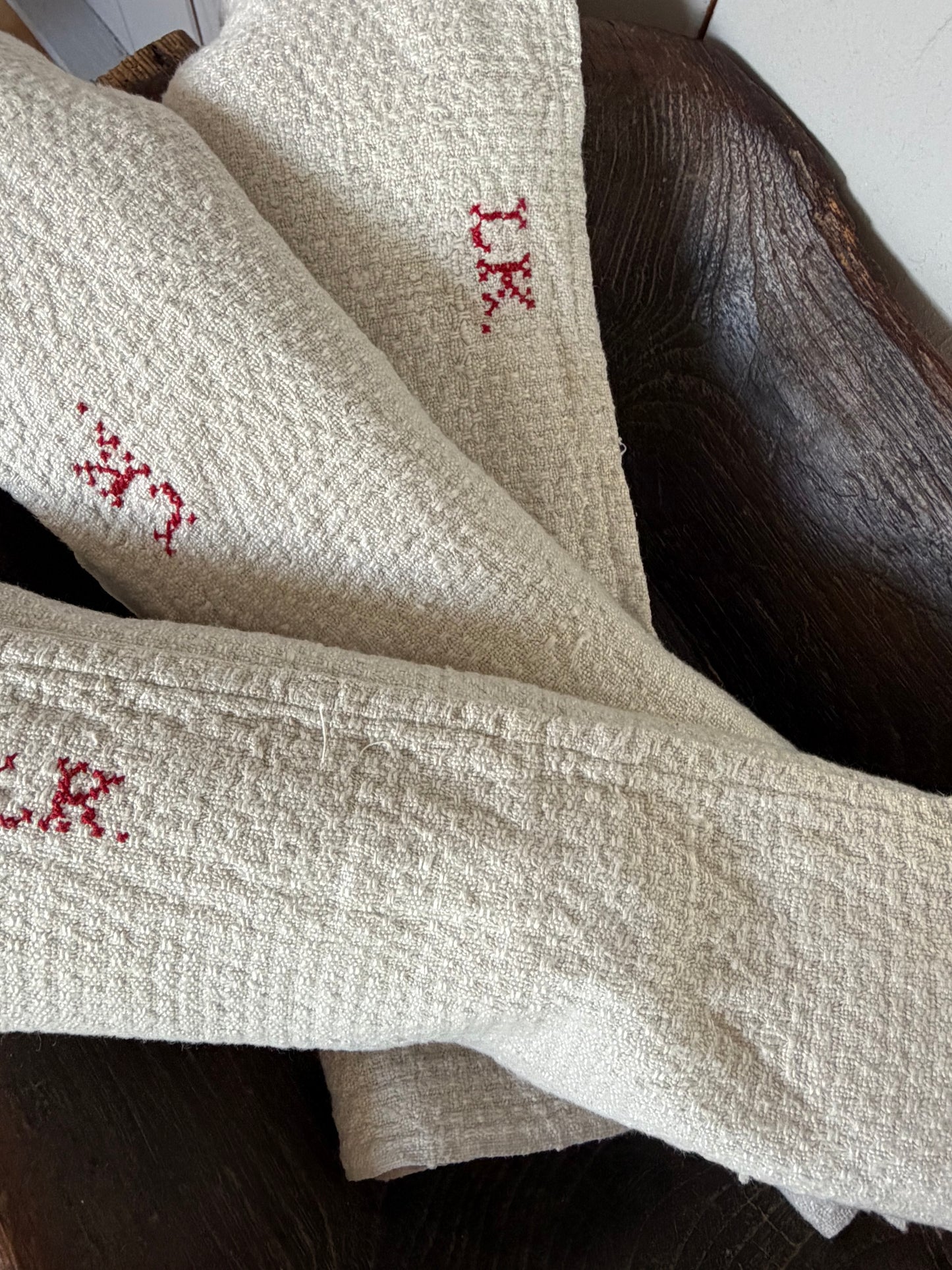 XL Klassiker Leinen Tuch mit Waffelmuster und Monogramm