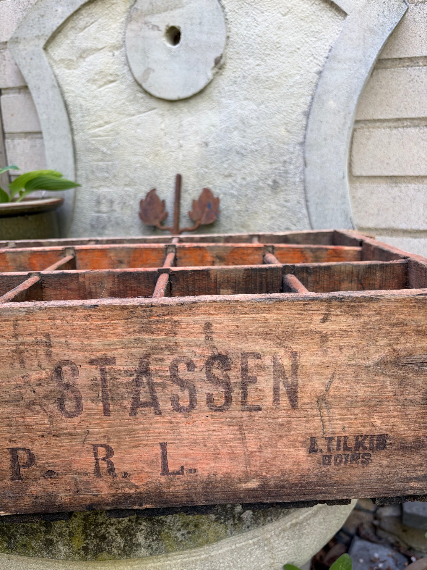 XL - Alte und schwere belgische Flaschenkiste Holz