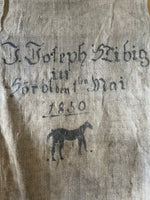Load image into Gallery viewer, Rarität von 1850: musealer Leinensack mit Pferd
