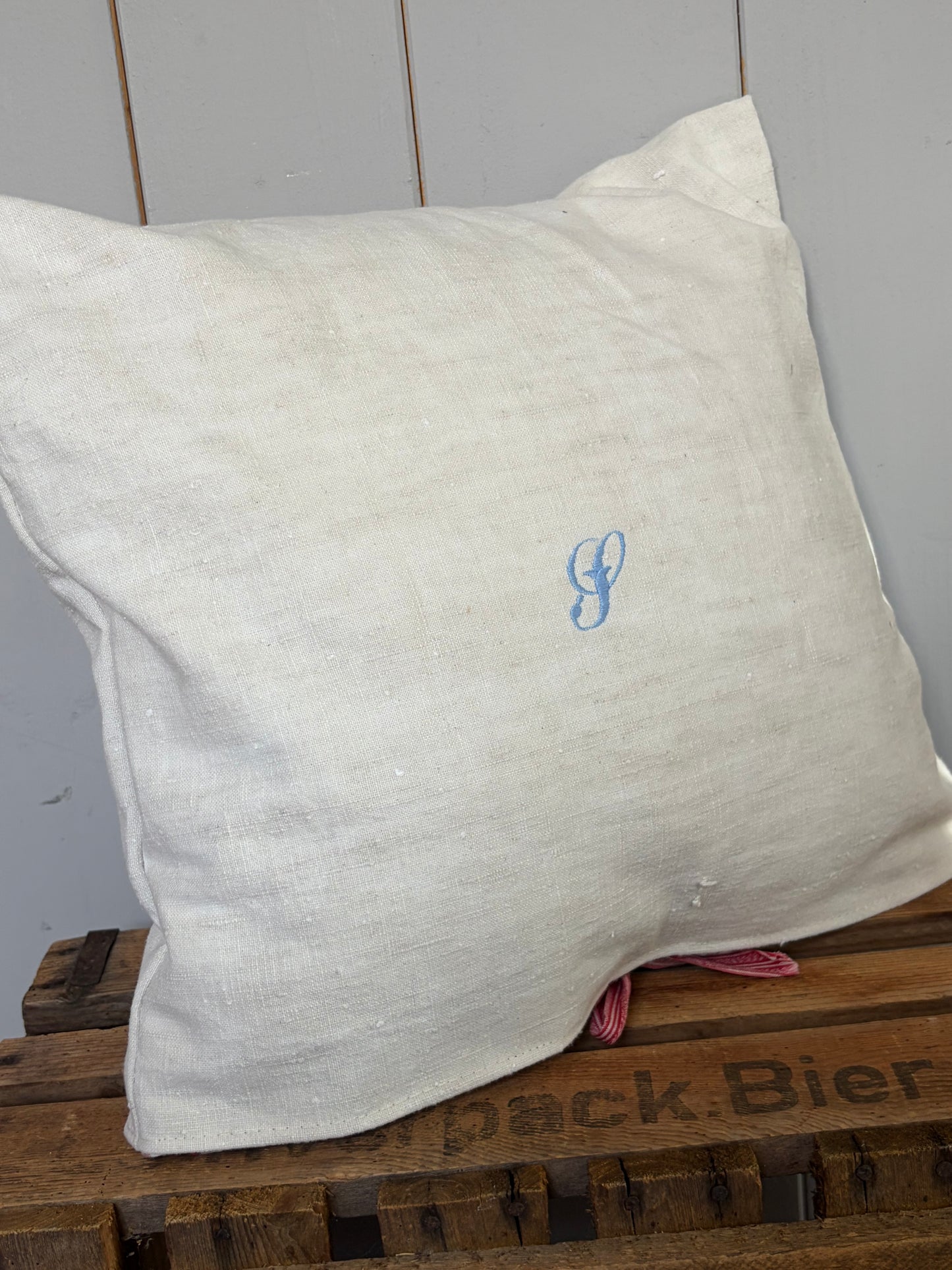 Kissenbezug Leinen mit Monogramm S