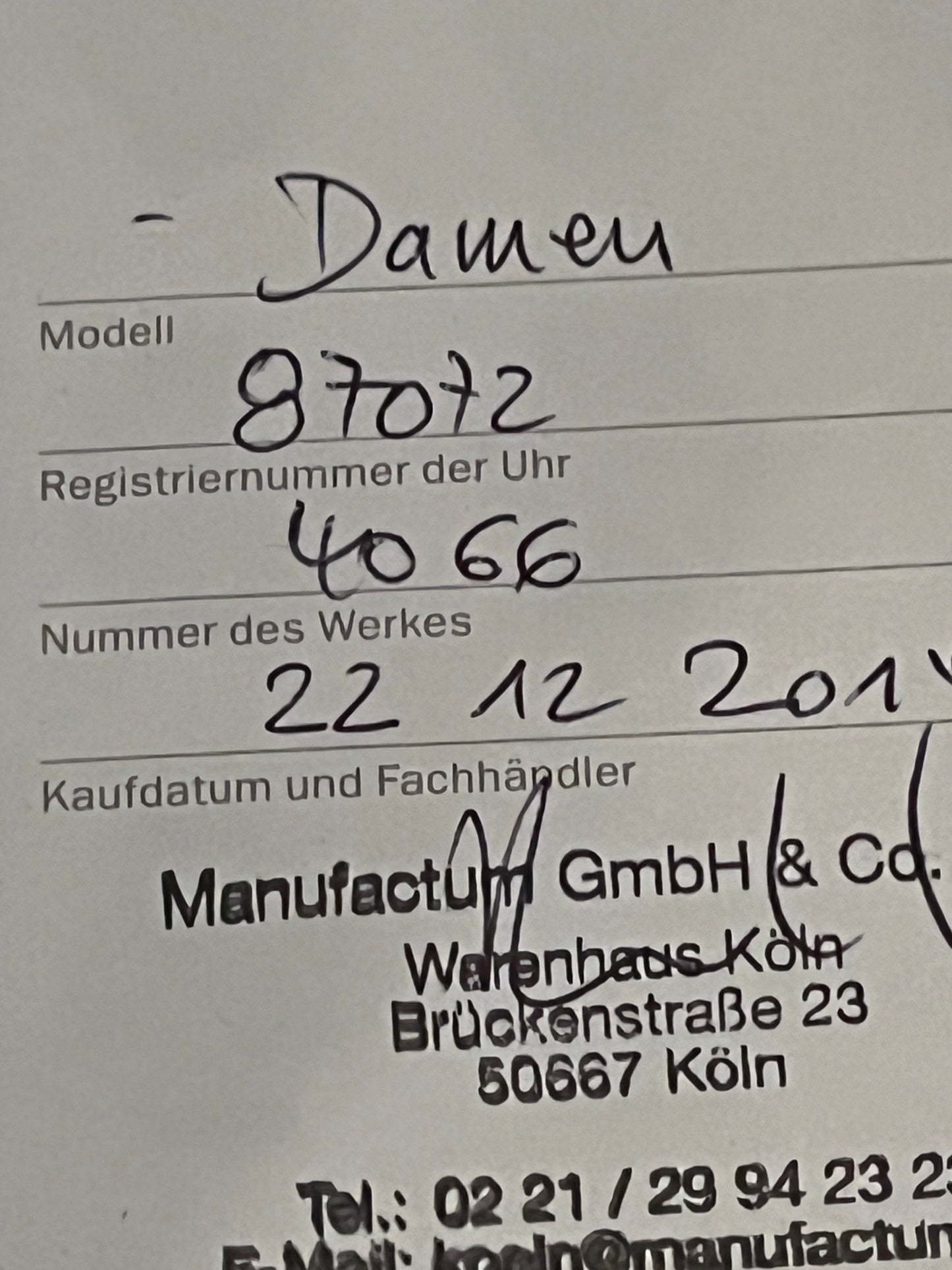 Nomos Glashütte Damenuhe Tangente - neuwertig mit Papieren