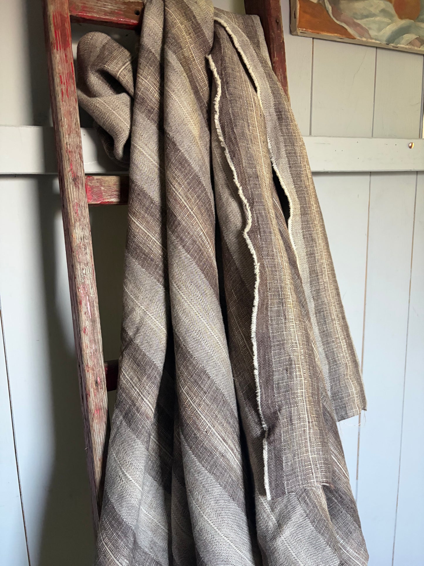 2,75 x 1,6  Meter fantastisches washed Leinen in Braunmelange