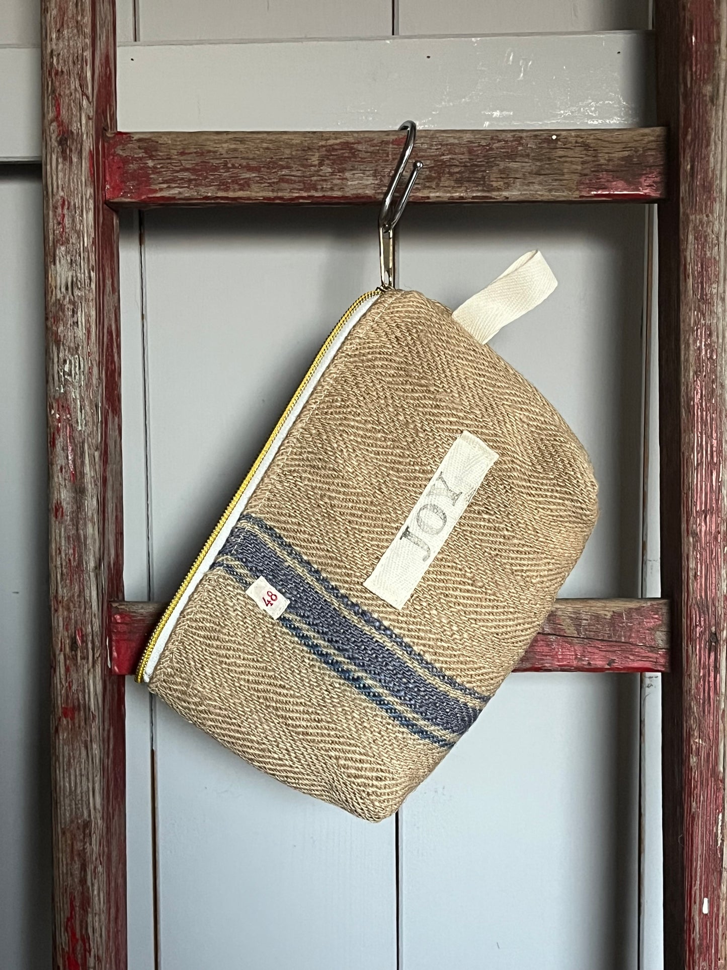 Kosmetiktasche aus altem Leinen - kleiner Shopper