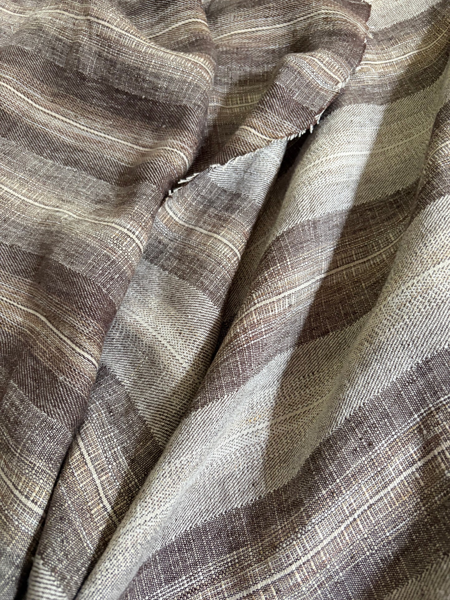1,15 x 1,6  Meter fantastisches washed Leinen in Braunmelange