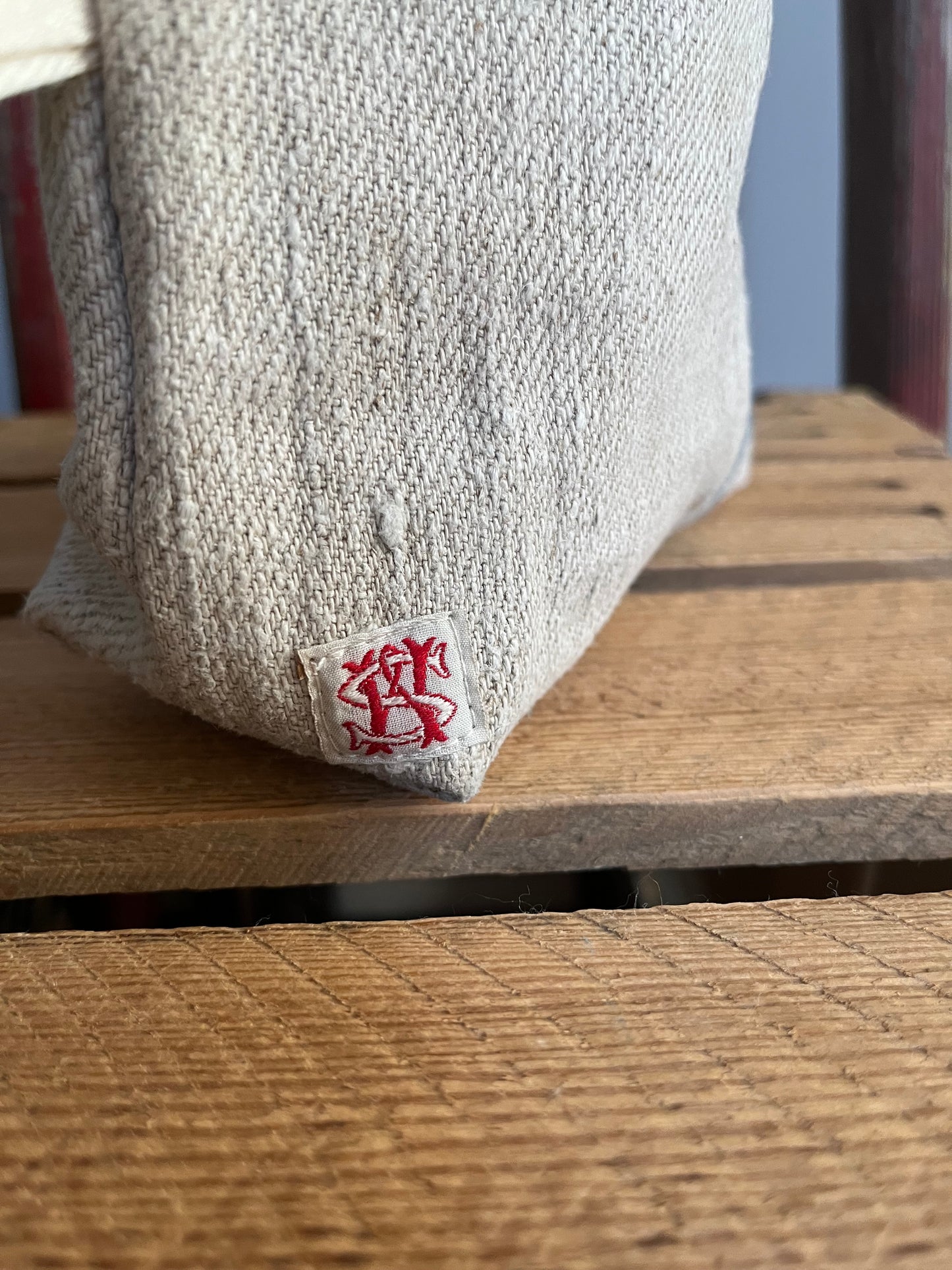 Kosmetiktasche aus altem Leinen - kleiner Shopper