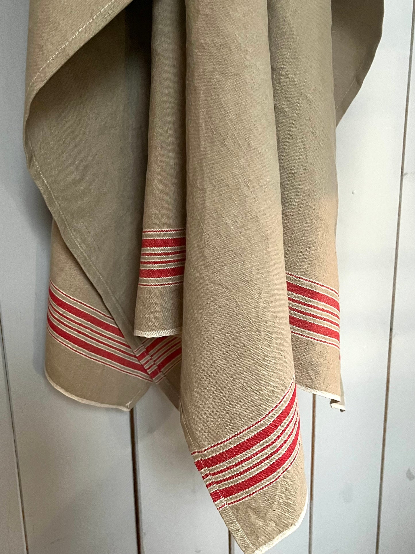 Großes Leinentuch Küchentuch mit roten Streifen