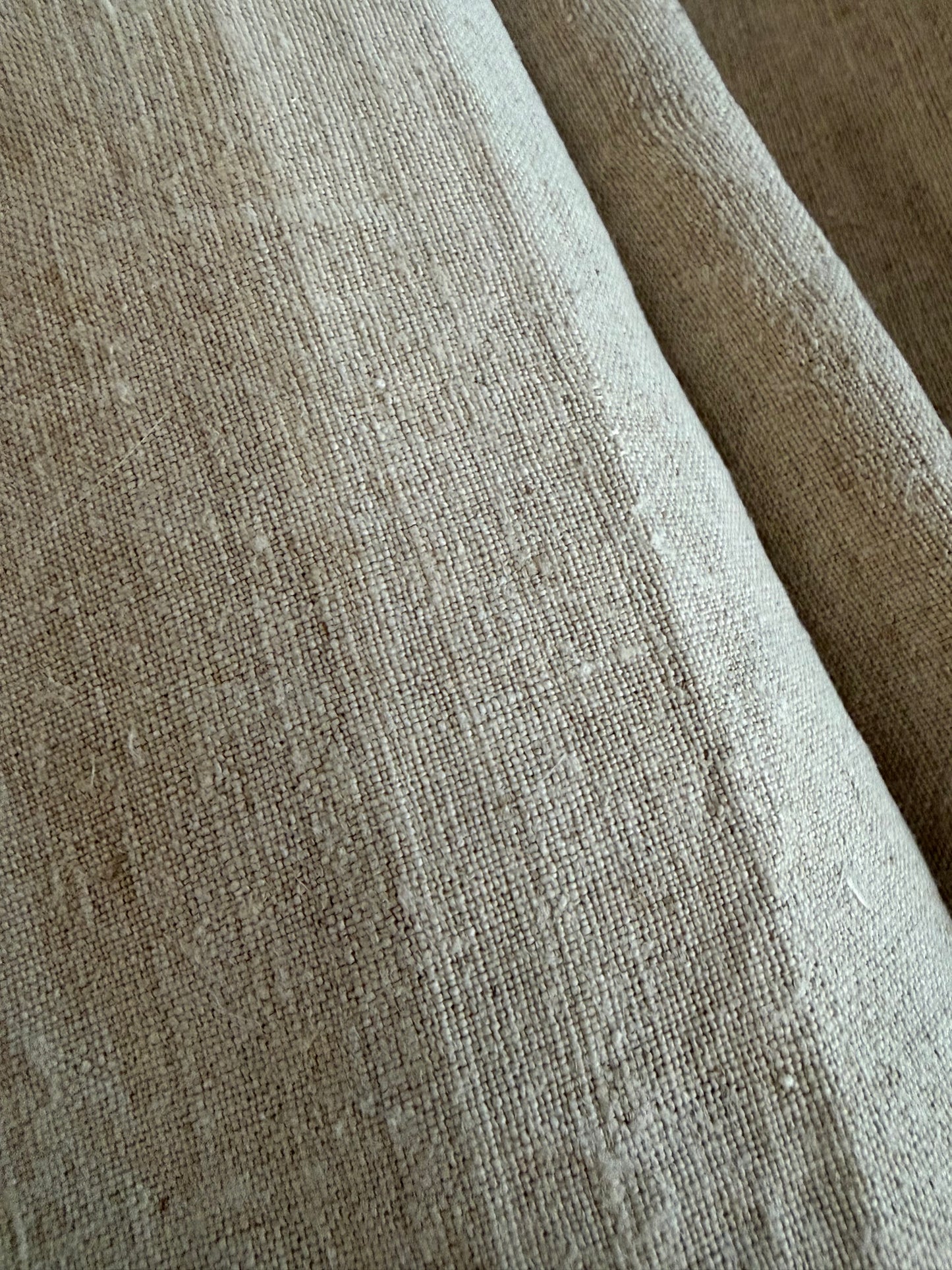 4,4 Meter feines, ungebleichtes Leinen mit Flachsstruktur von Ende 1800