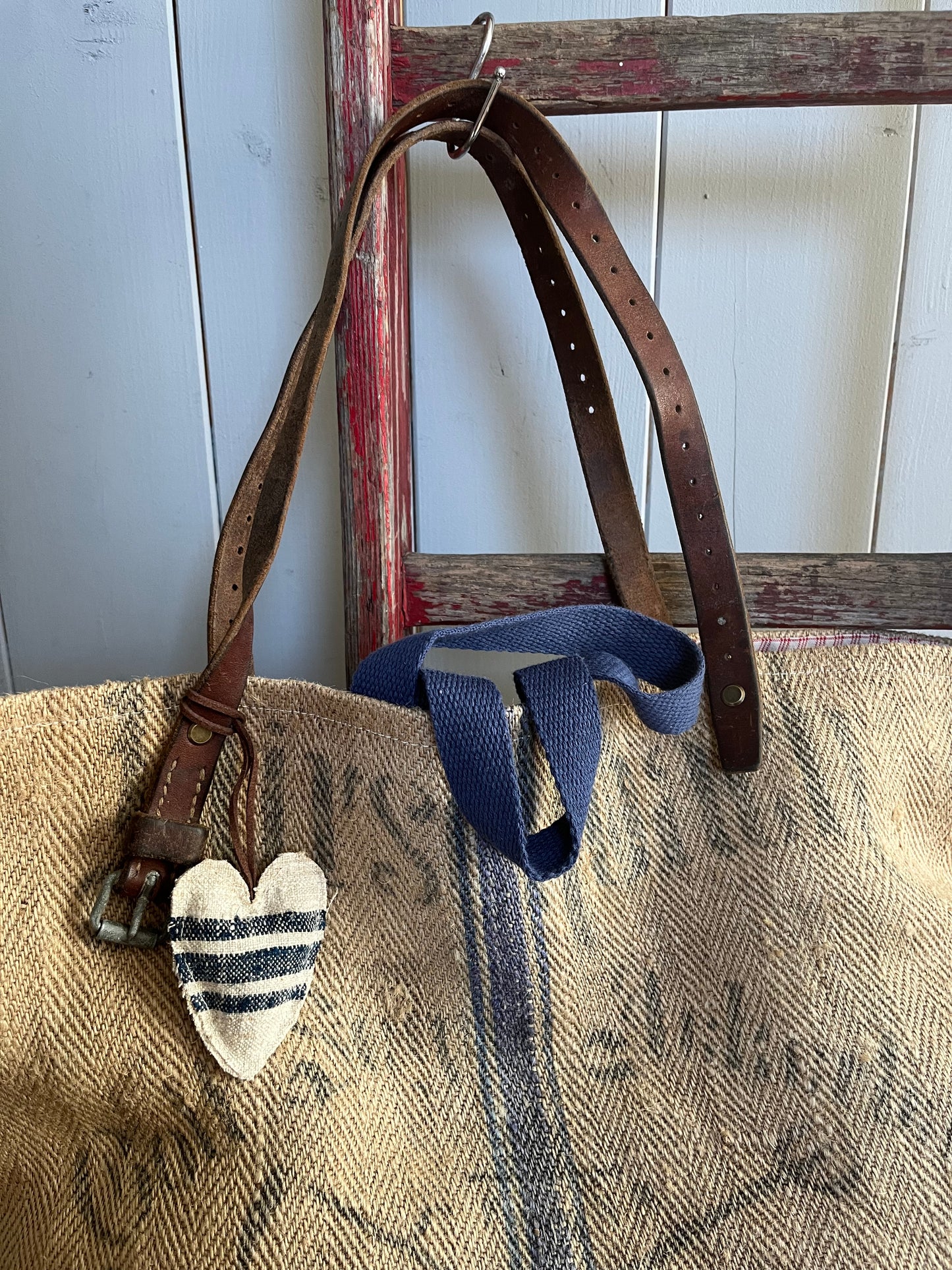 Very Vintage: XL Tasche Shopper mit Streifen und Aufschrift