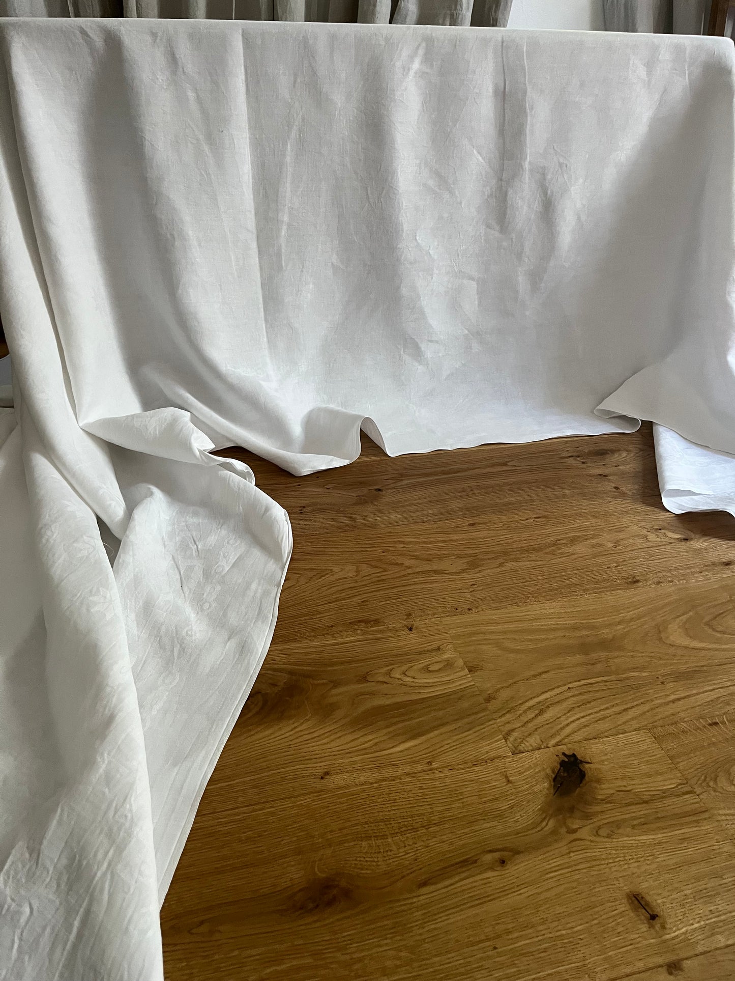 XXL Damast Leinen Tafeltuch 335 x 155 Monogramm