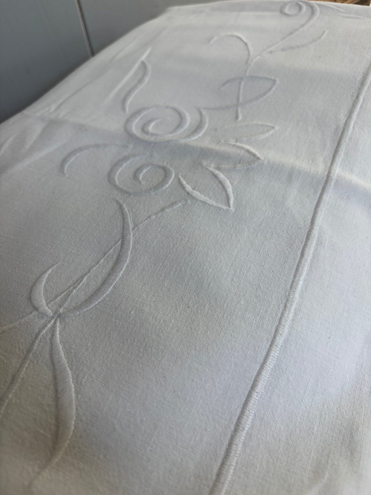Überschlag Laken Frankreich 220 x 145 mit Blütenstickerei
