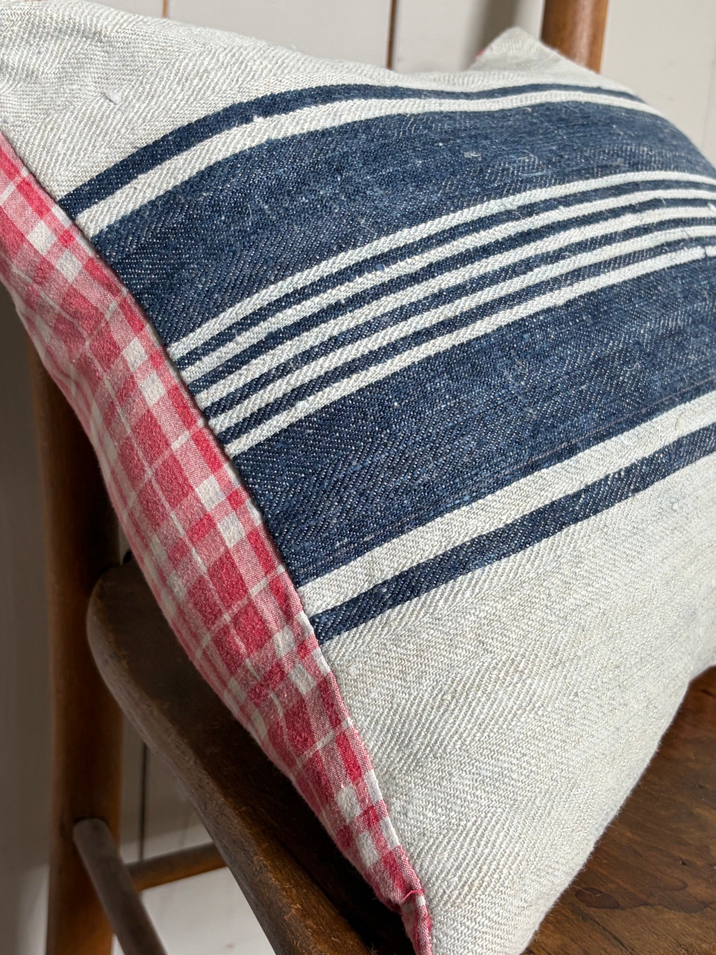 Kissenbezug blau gestreift Leinen 40 x 40