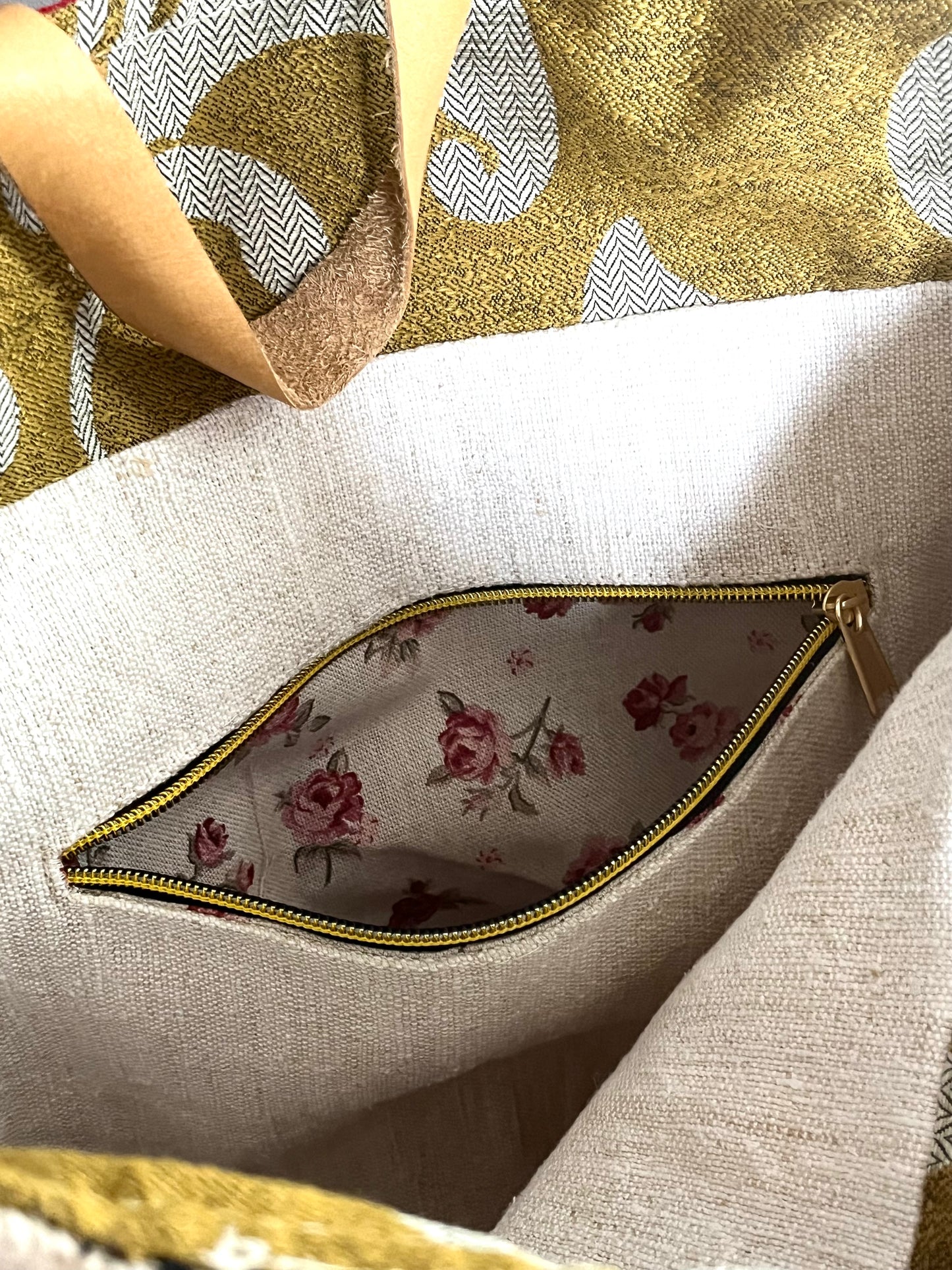 Rot/Blau gestreift: Große Tasche aus altem Leinensack