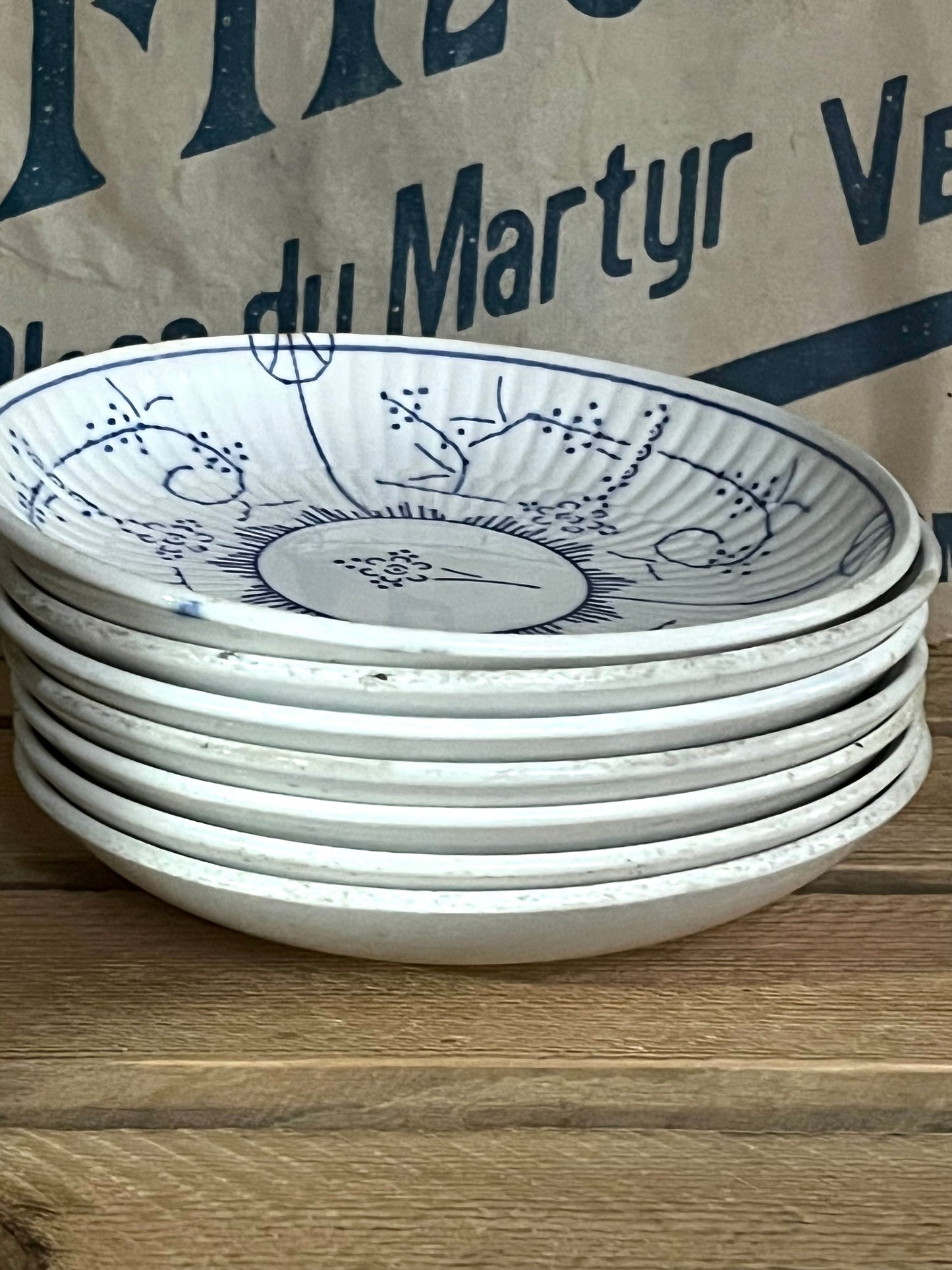 7 alte und seltene Dessert Schalen kleine Teller Frankreich Sarreguemines