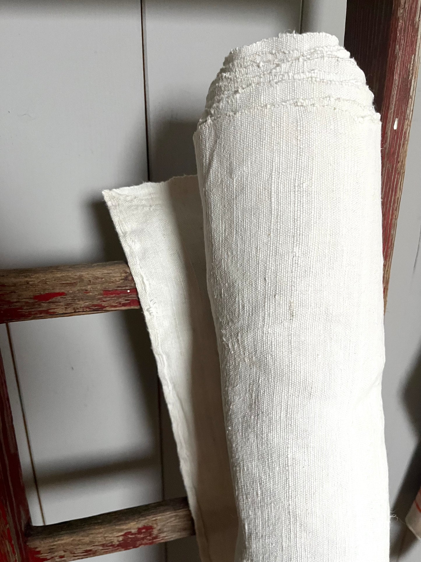 4 Meter kräftiges, handgewebtes Bauernleinen aus Westfalen um 1920 sauber