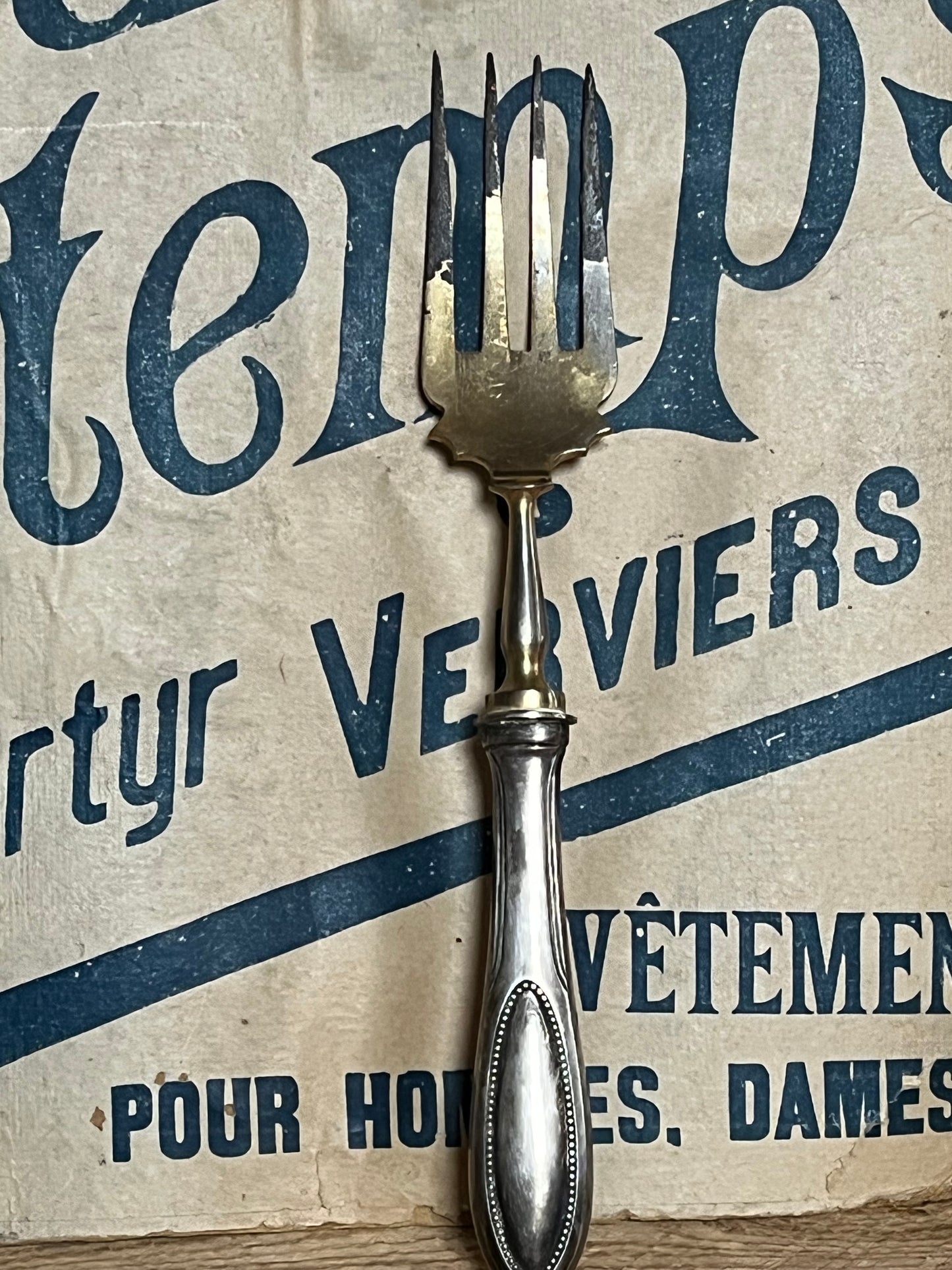 Alte französische Bratengabel versilbert