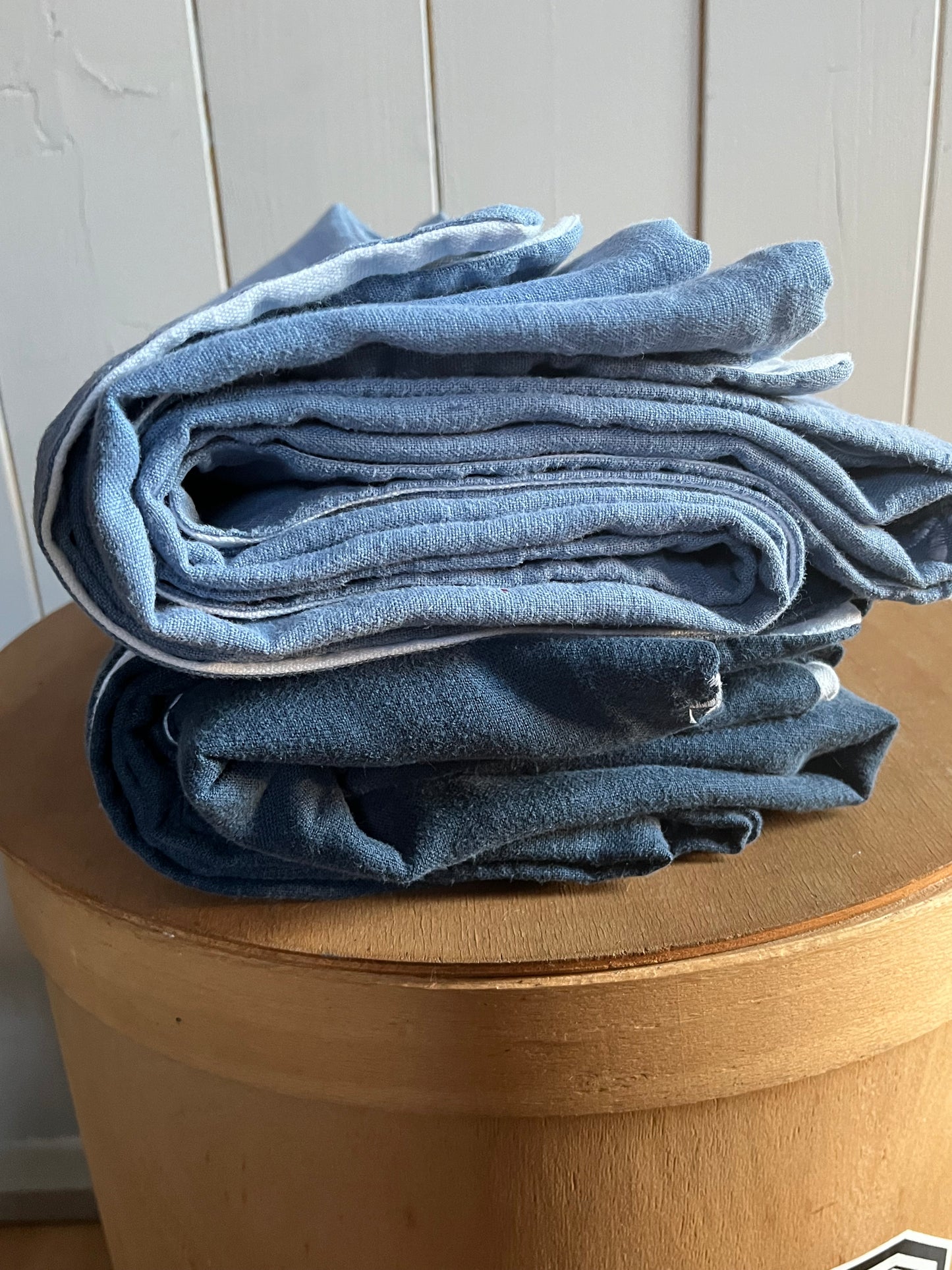 Decke aus washed Leinen - eine Seite Bleu, eine Weiß