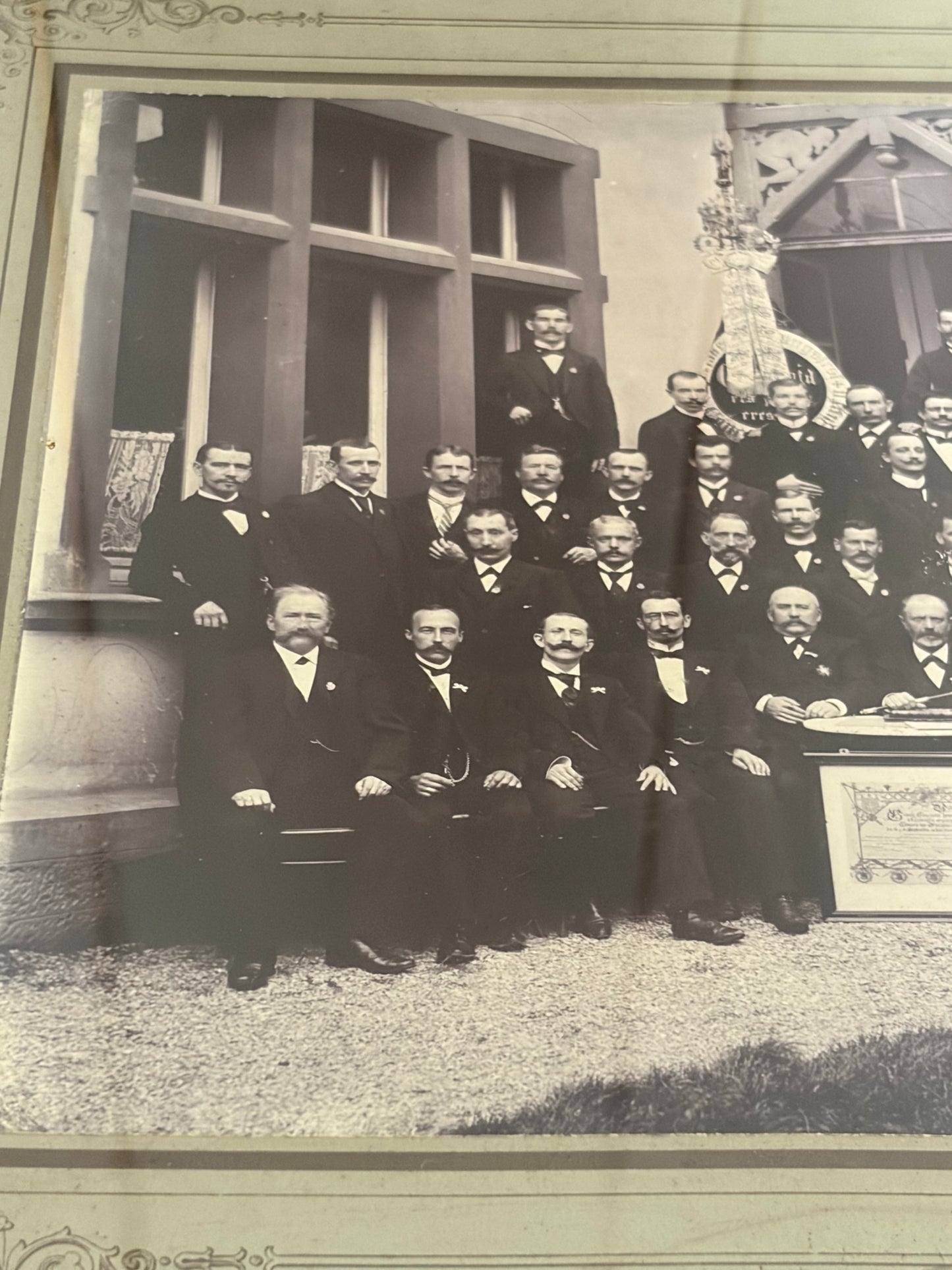 Original alte Fotografie gerahmt mit Holz und altem Glas Belgien