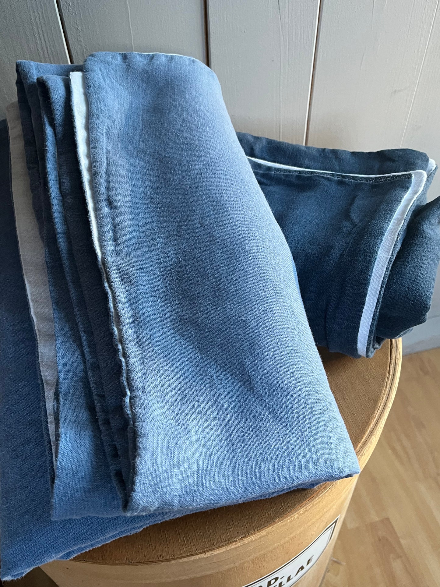 Decke aus washed Leinen - eine Seite Bleu, eine Weiß