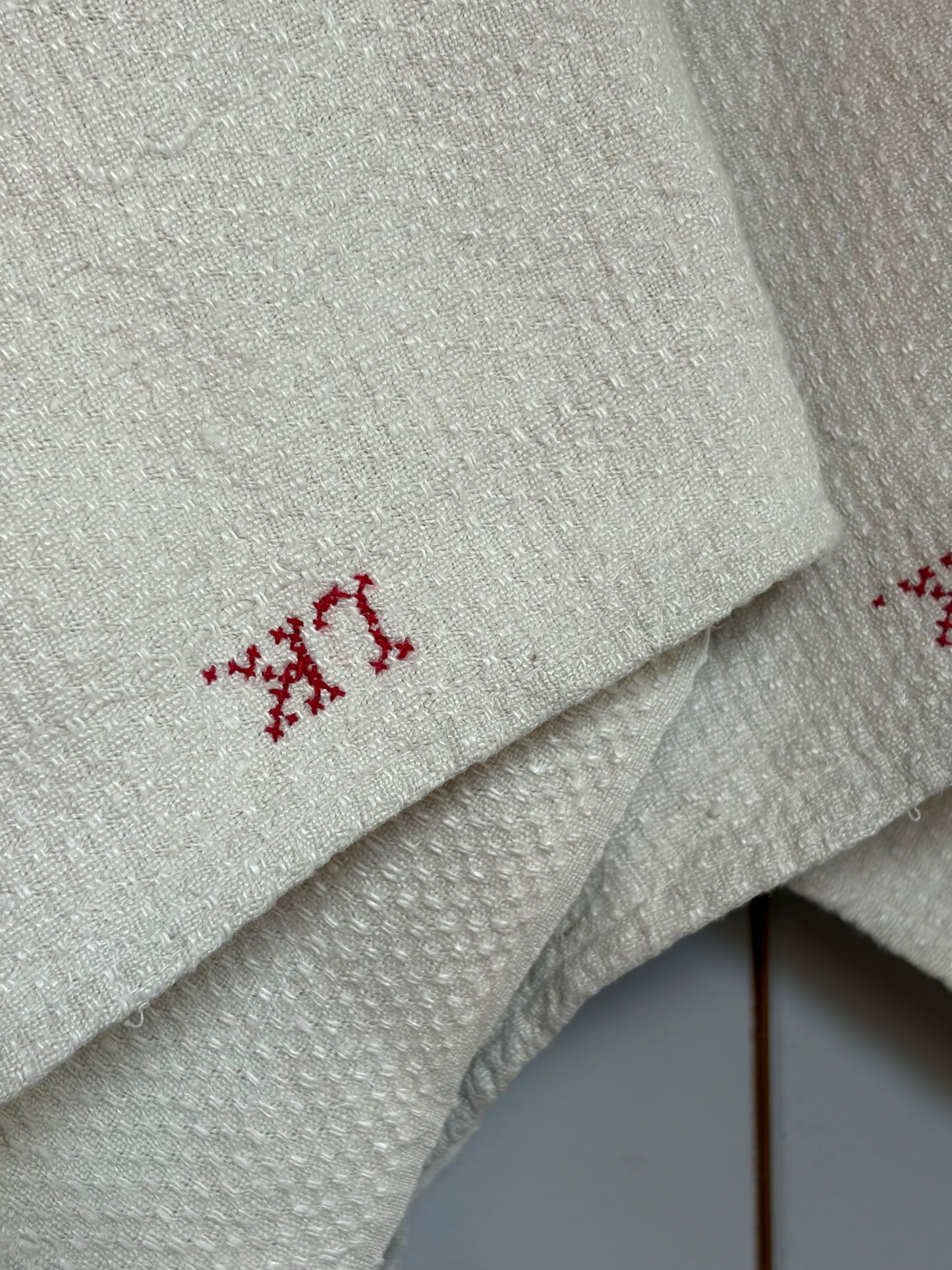 XL Klassiker Leinen Tuch mit Waffelmuster und Monogramm