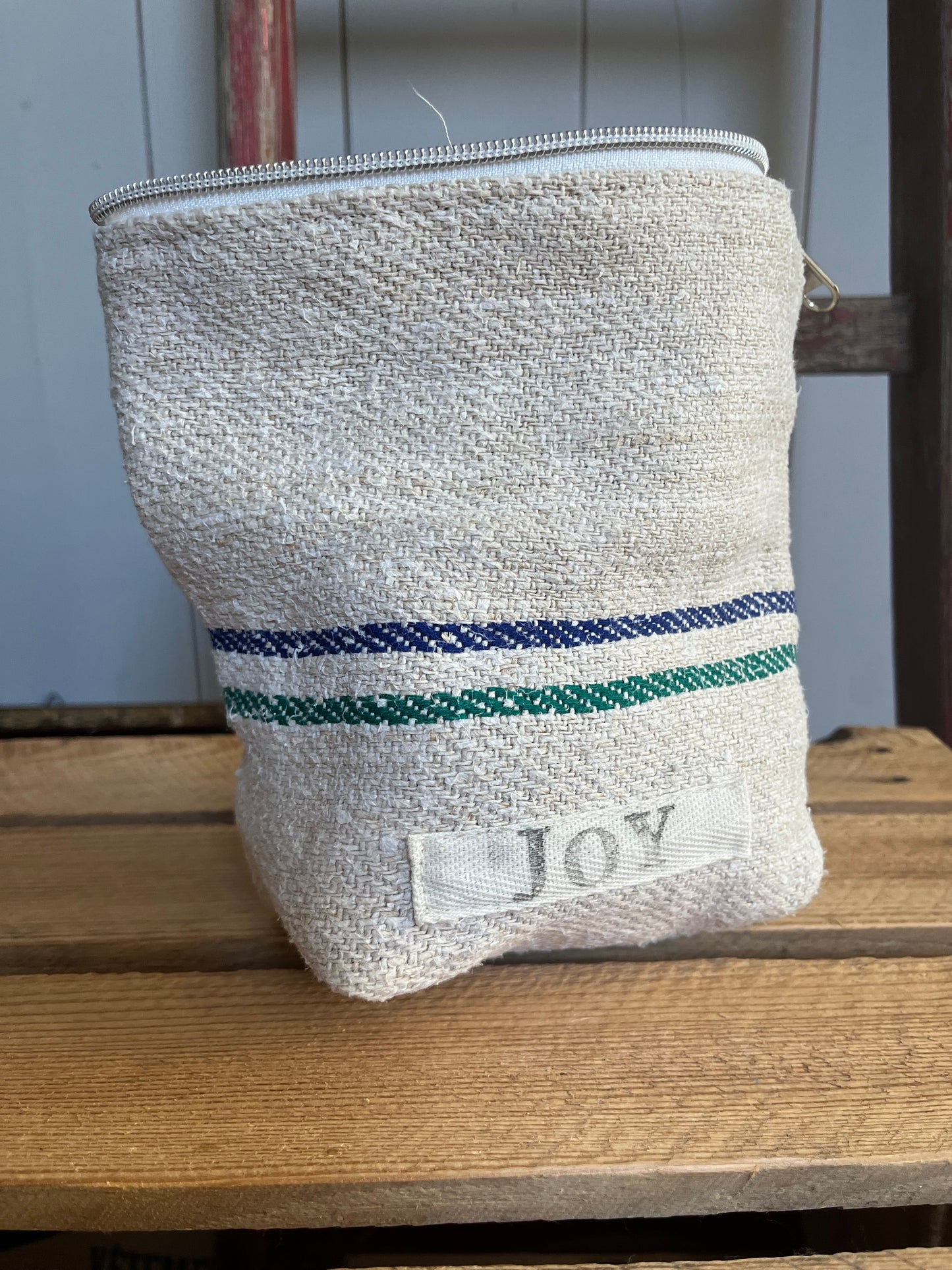 Kosmetiktasche aus altem Leinen - kleiner Shopper