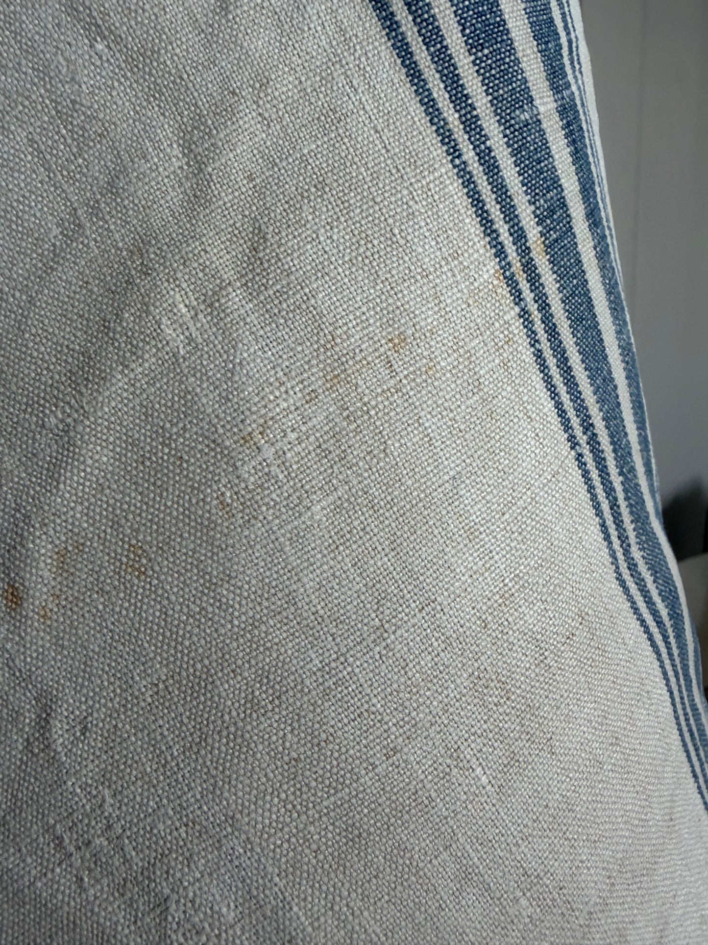 Klassiker: großer Leinensack mit blauen Streifen und Zeitzeichen 135 x 70
