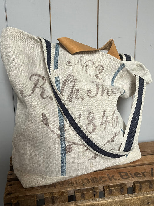 Rarität: Tasche Shopper mit Streifen aus Kornsack von 1846