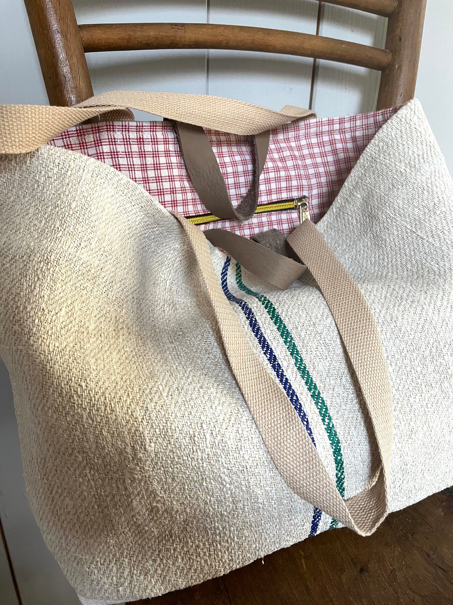 Tasche Shopper mit Streifen aus Kornsack